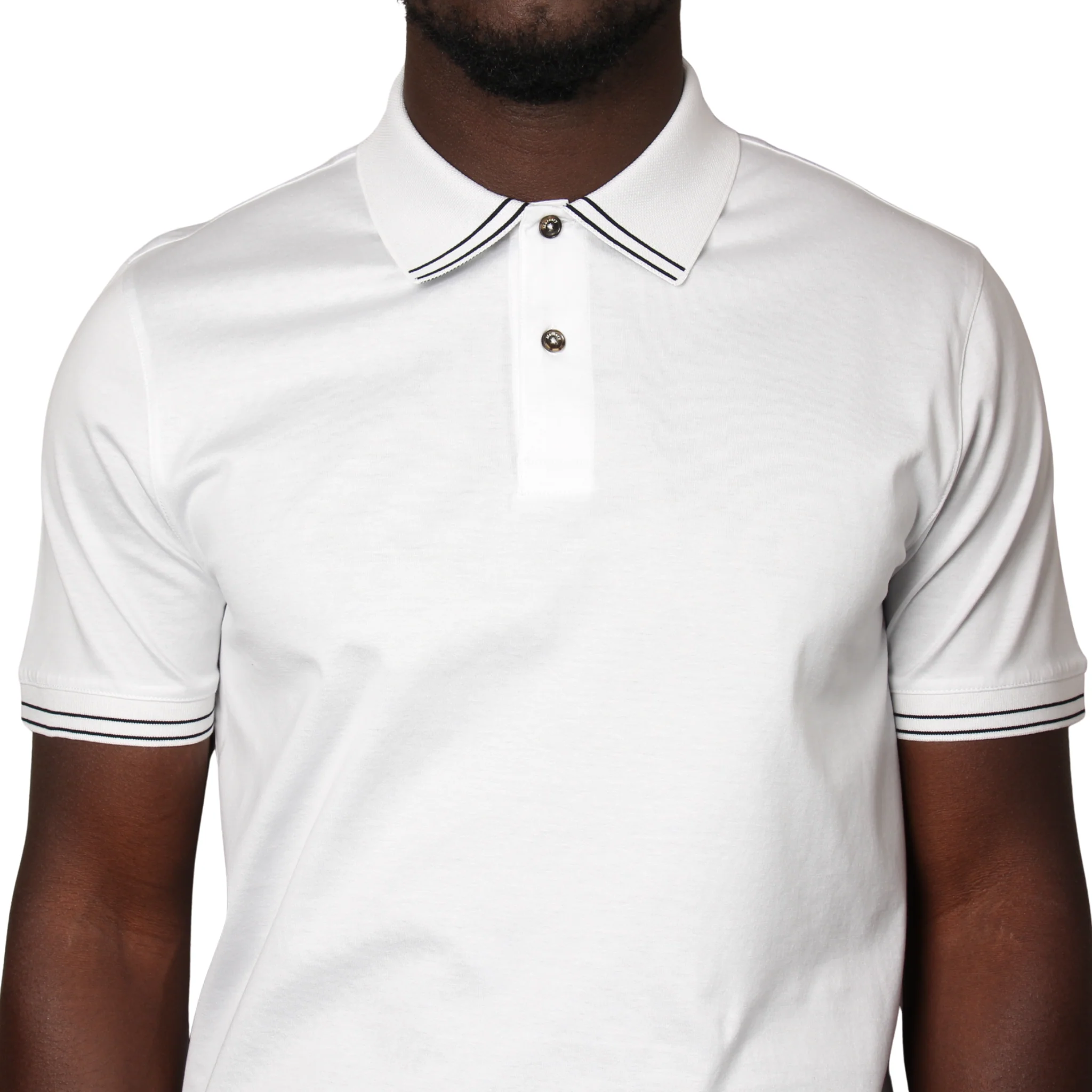 Mens Mercery Optic White Clare Tipped S/s Polo Shirt - Image 3