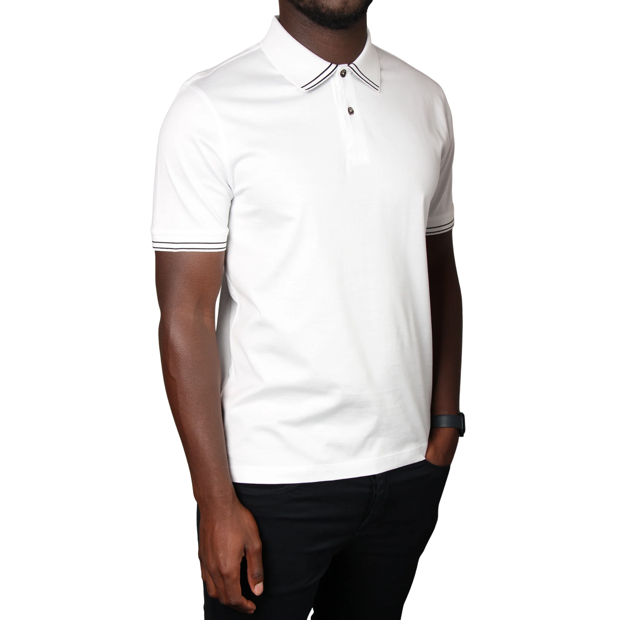Mens Mercery Optic White Clare Tipped S/s Polo Shirt - Image 4