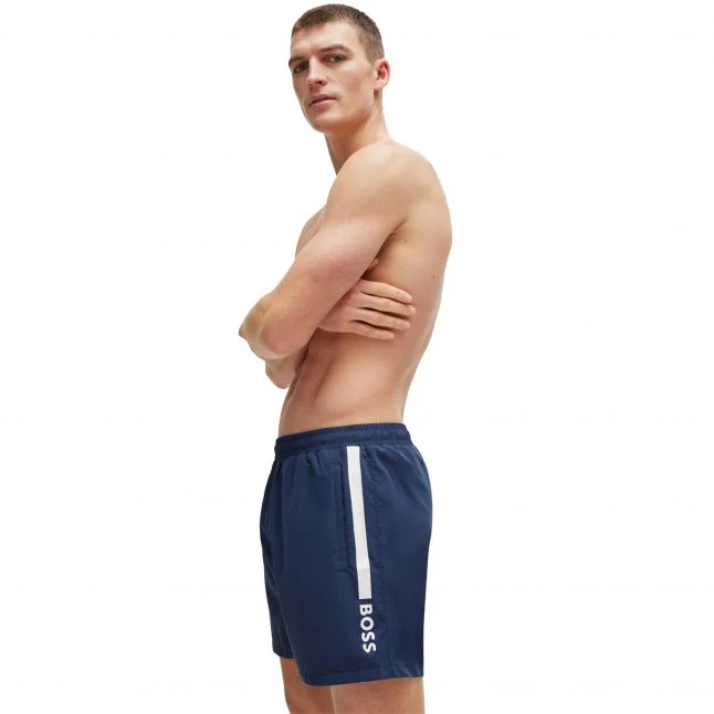 Mens BOSS Navy Dolphin Swim Shorts - Image 2