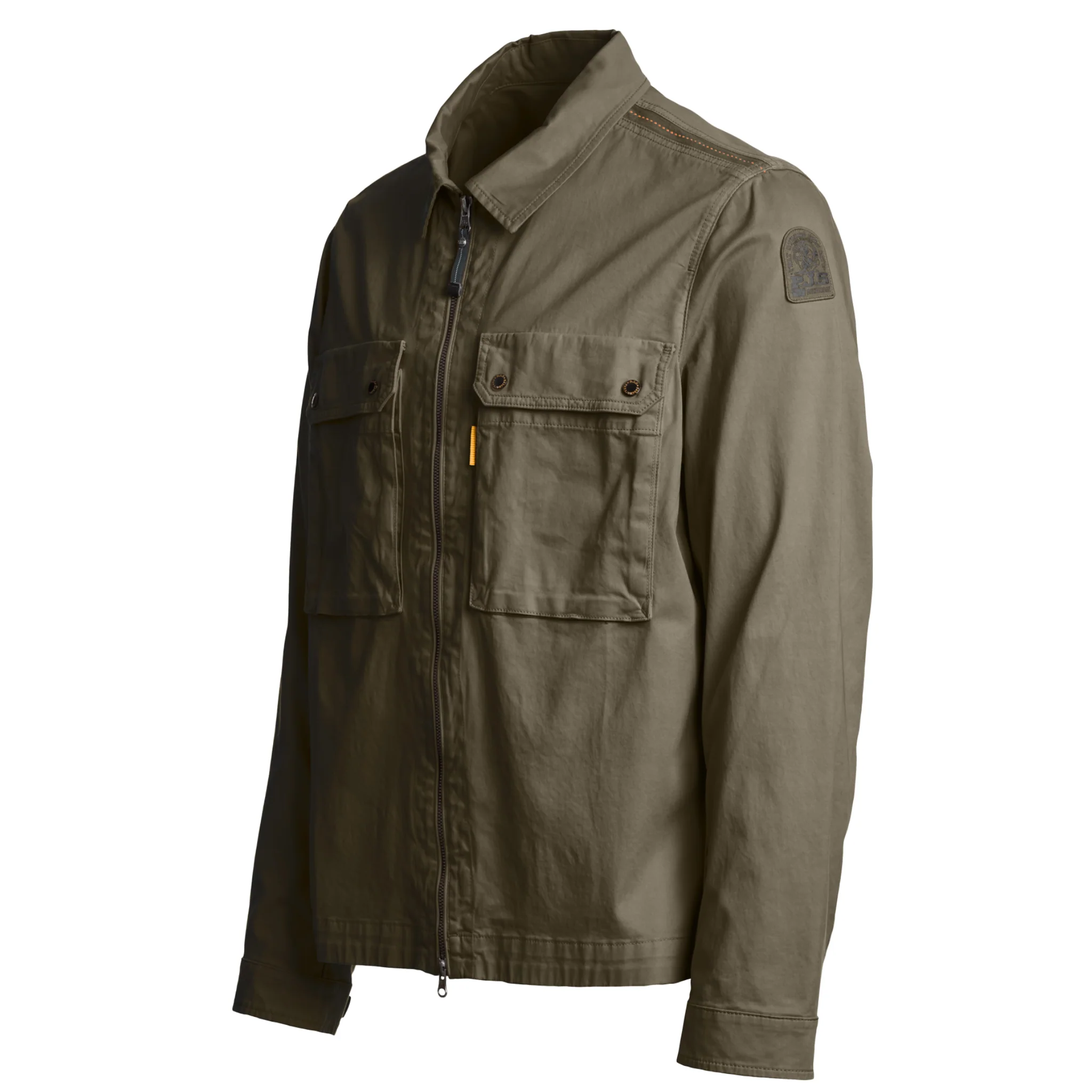 Mens Parajumpers Olive Grey Tel Pocket Overshirt - Image 2