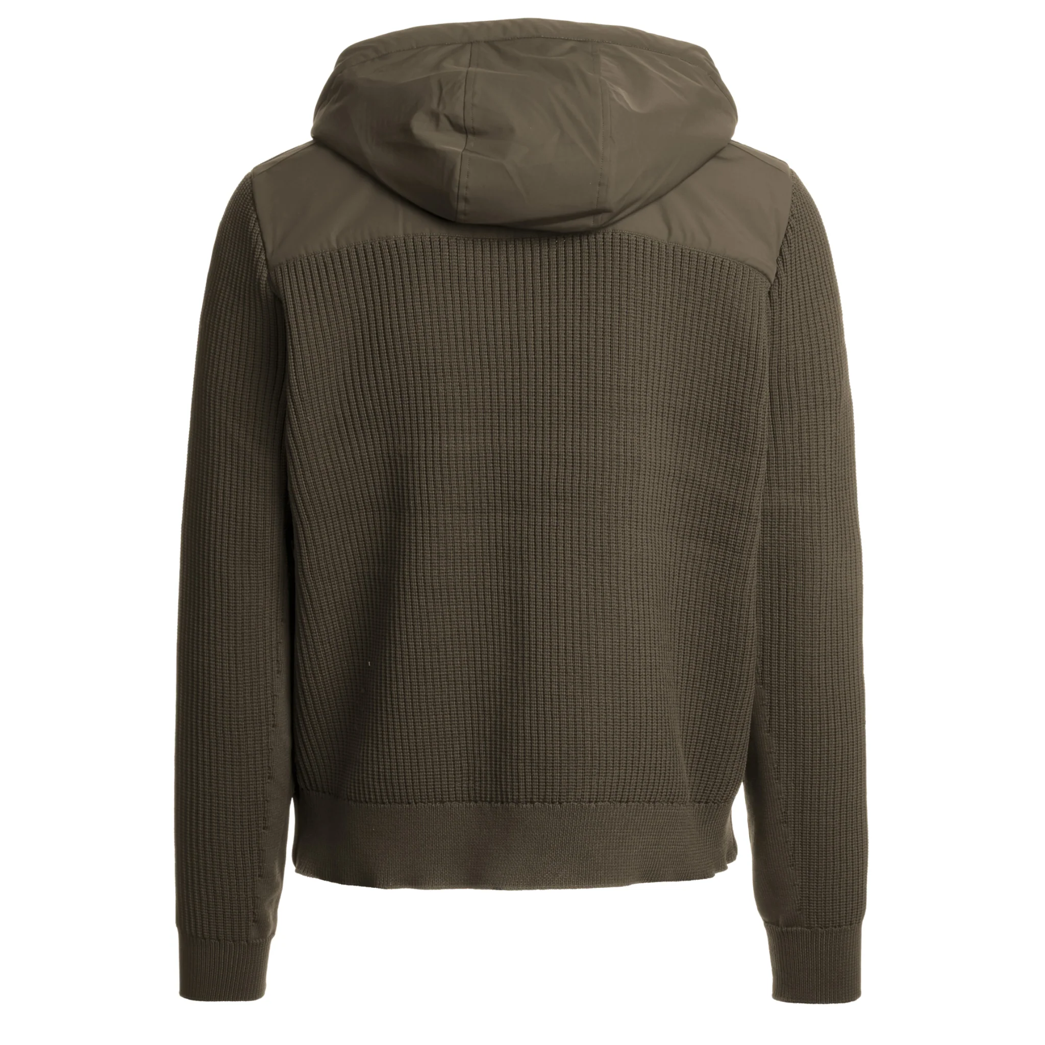 Mens Parajumpers Olive Grey Willard Tech Knit Hybrid Hood Jacket - Image 2