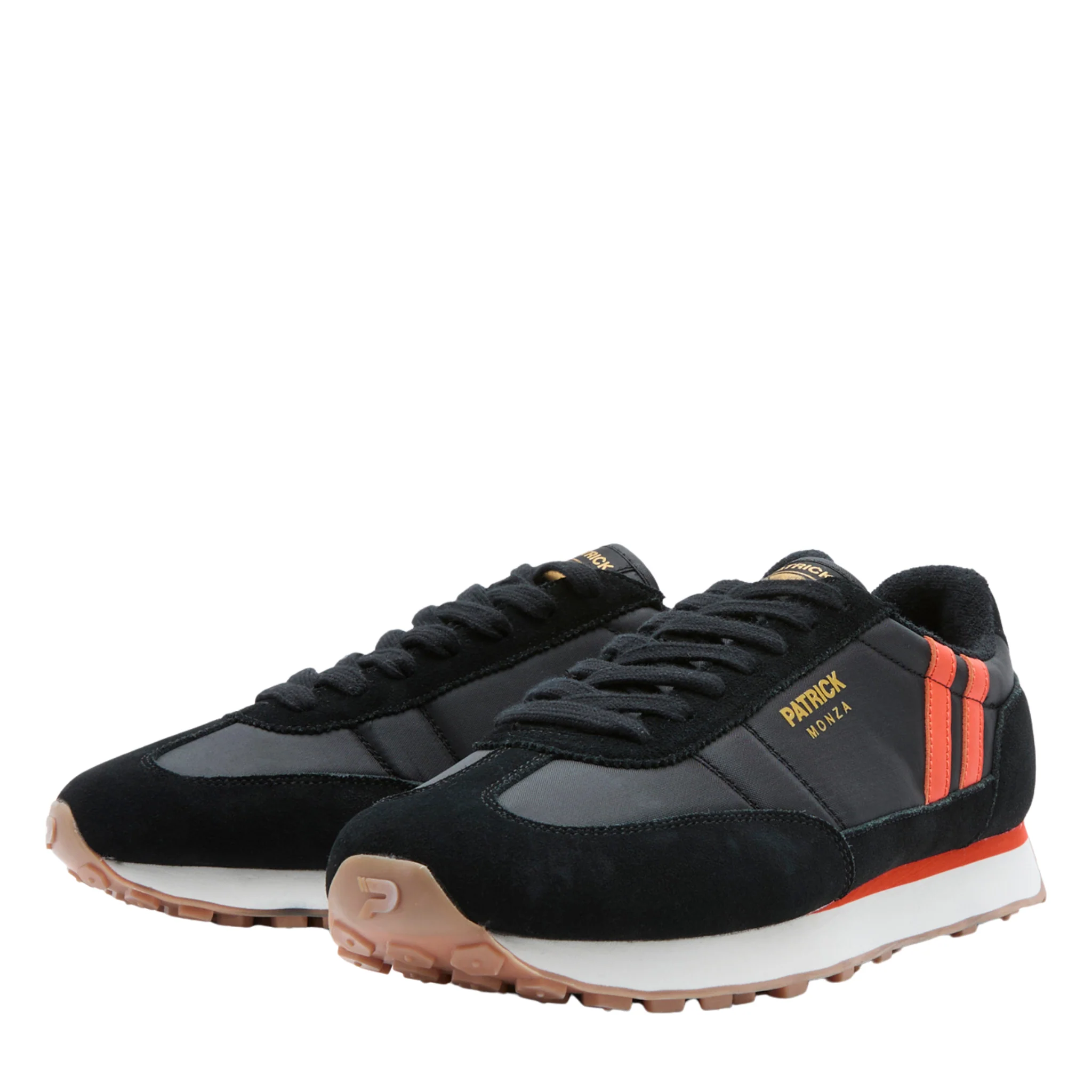 Mens Patrick Black/Orange Monza Trainers - Image 2