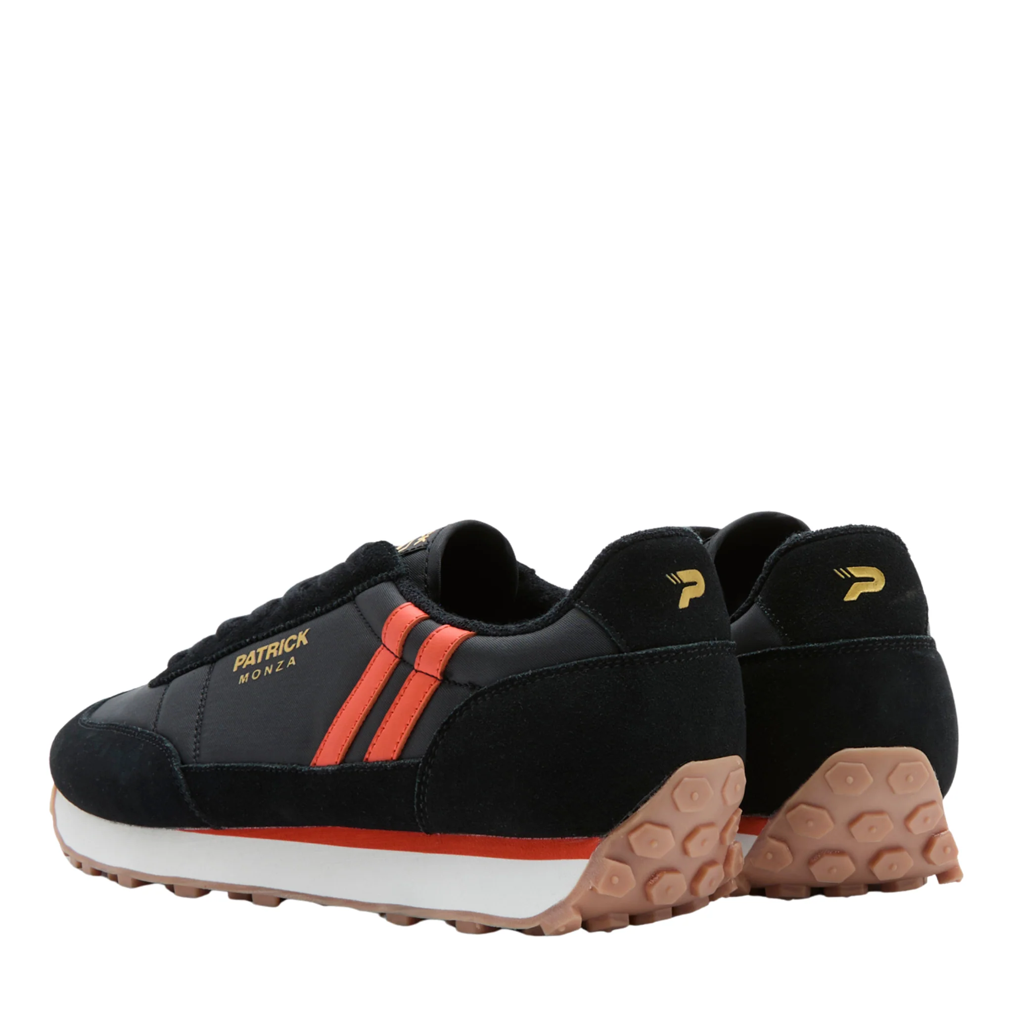 Mens Patrick Black/Orange Monza Trainers - Image 3