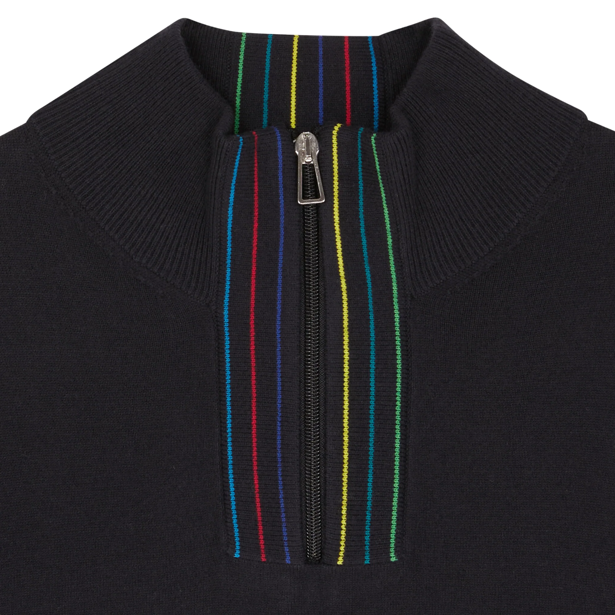 Mens Paul Smith Black Sports Stripe Half Zip Knit Jumper - Image 2