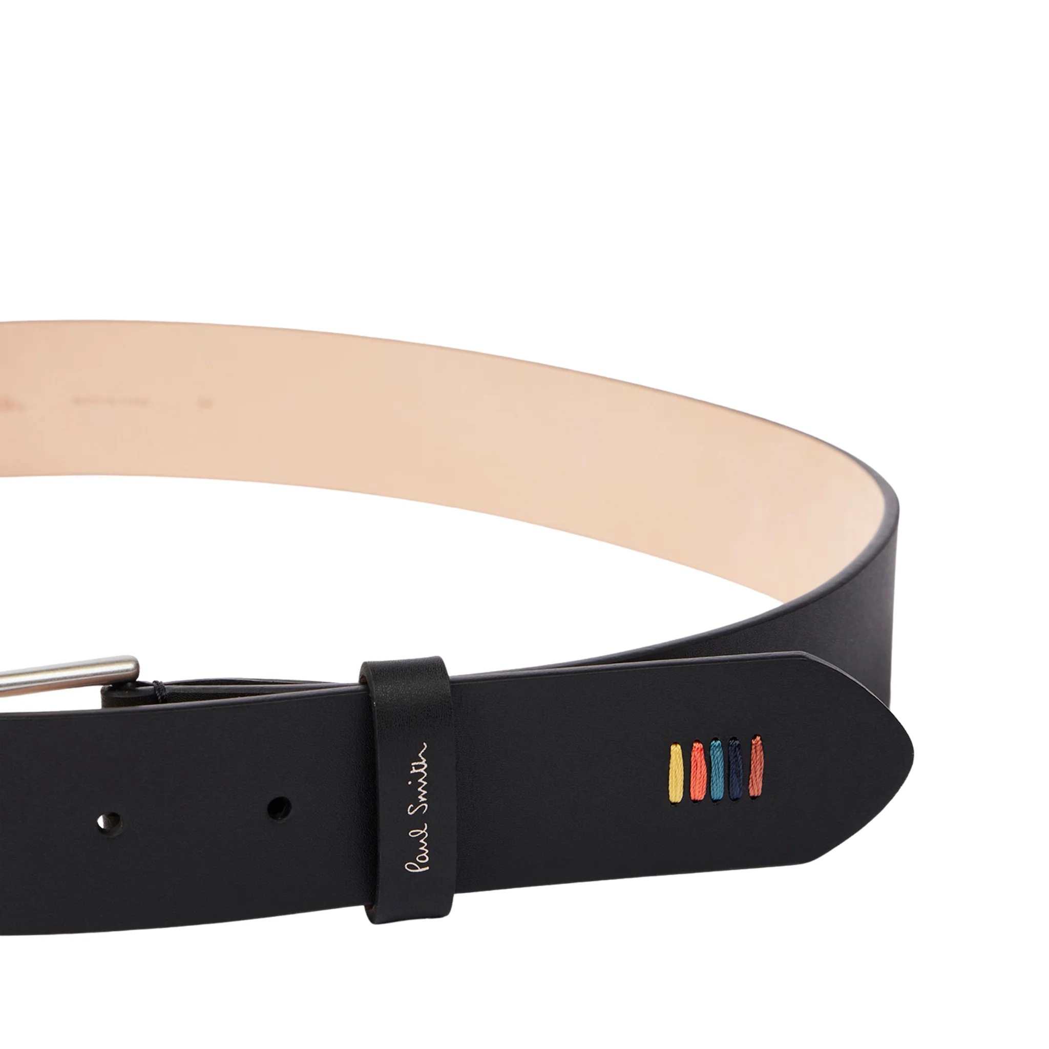 Mens Paul Smith Black Stitch Detail Leather Belt - Image 2