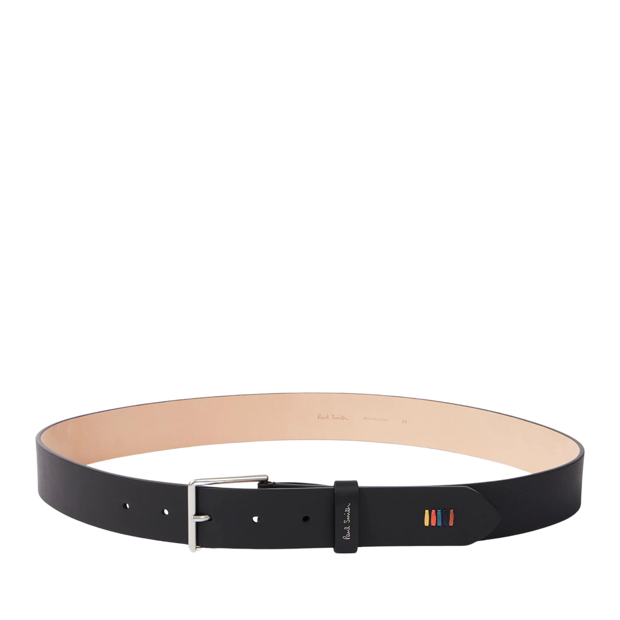 Mens Paul Smith Black Stitch Detail Leather Belt - Image 3