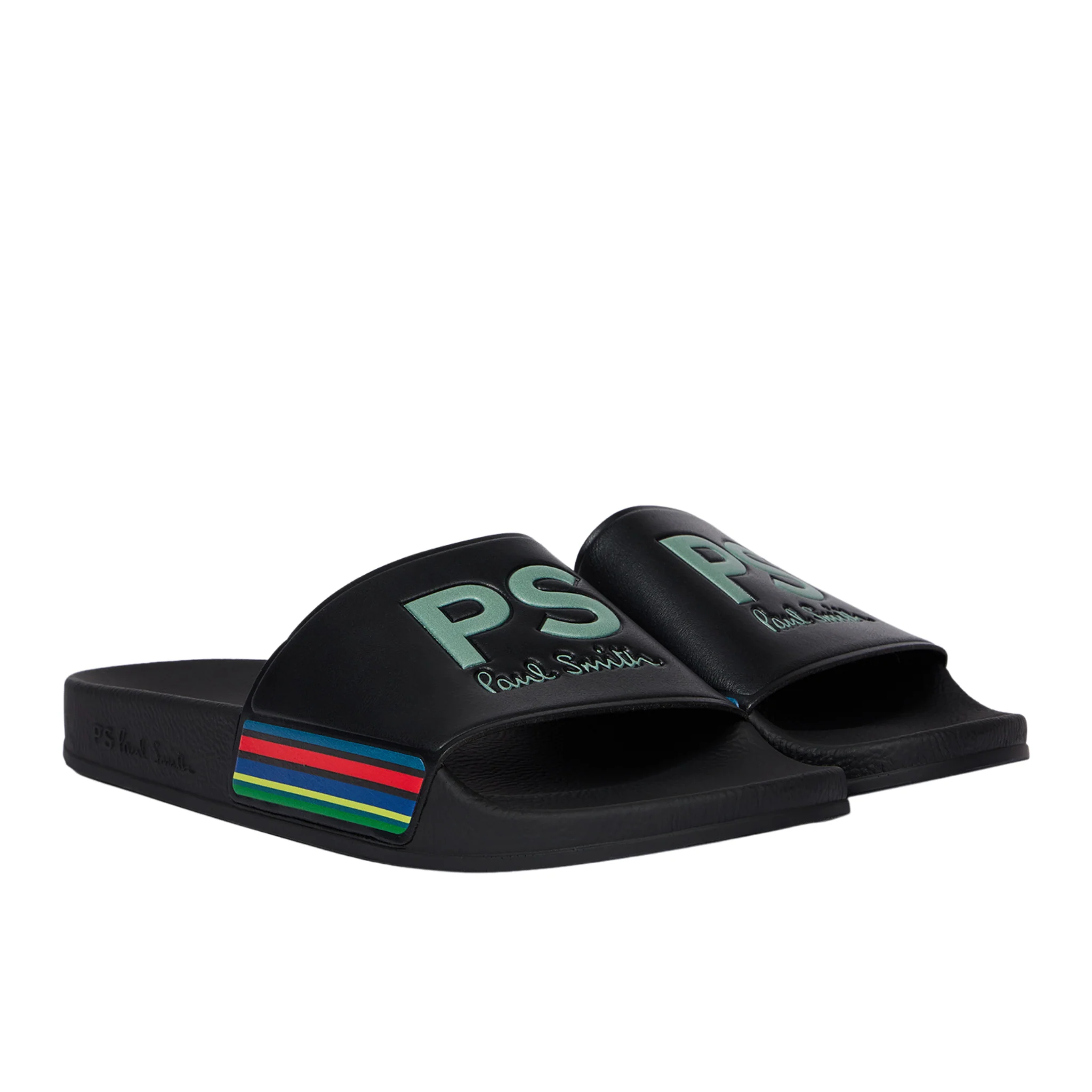 Mens Paul Smith Black Zed Sports Stripe Slides - Image 2