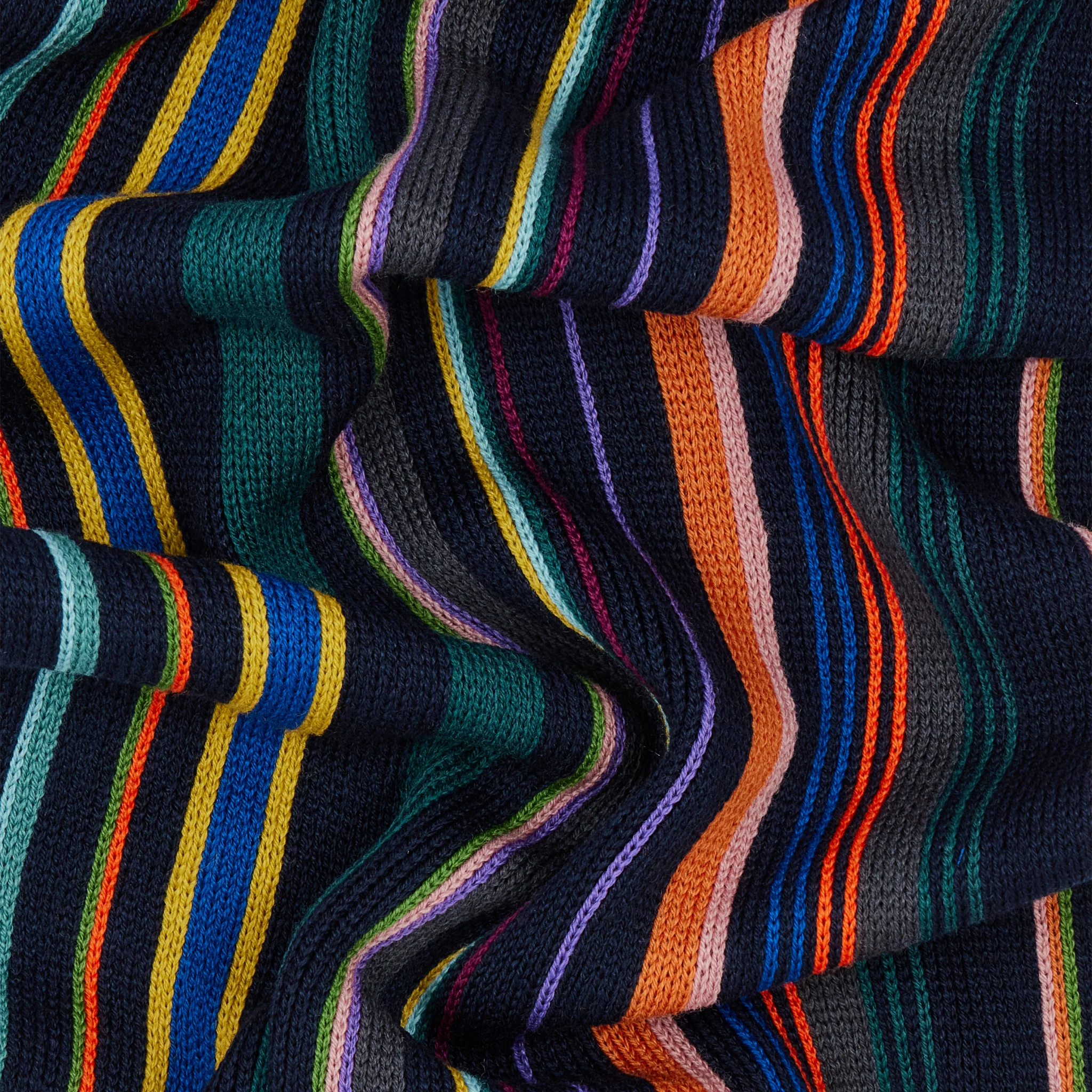 Mens Paul Smith Blue Ivan Stripe Merino Wool Scarf - Image 2