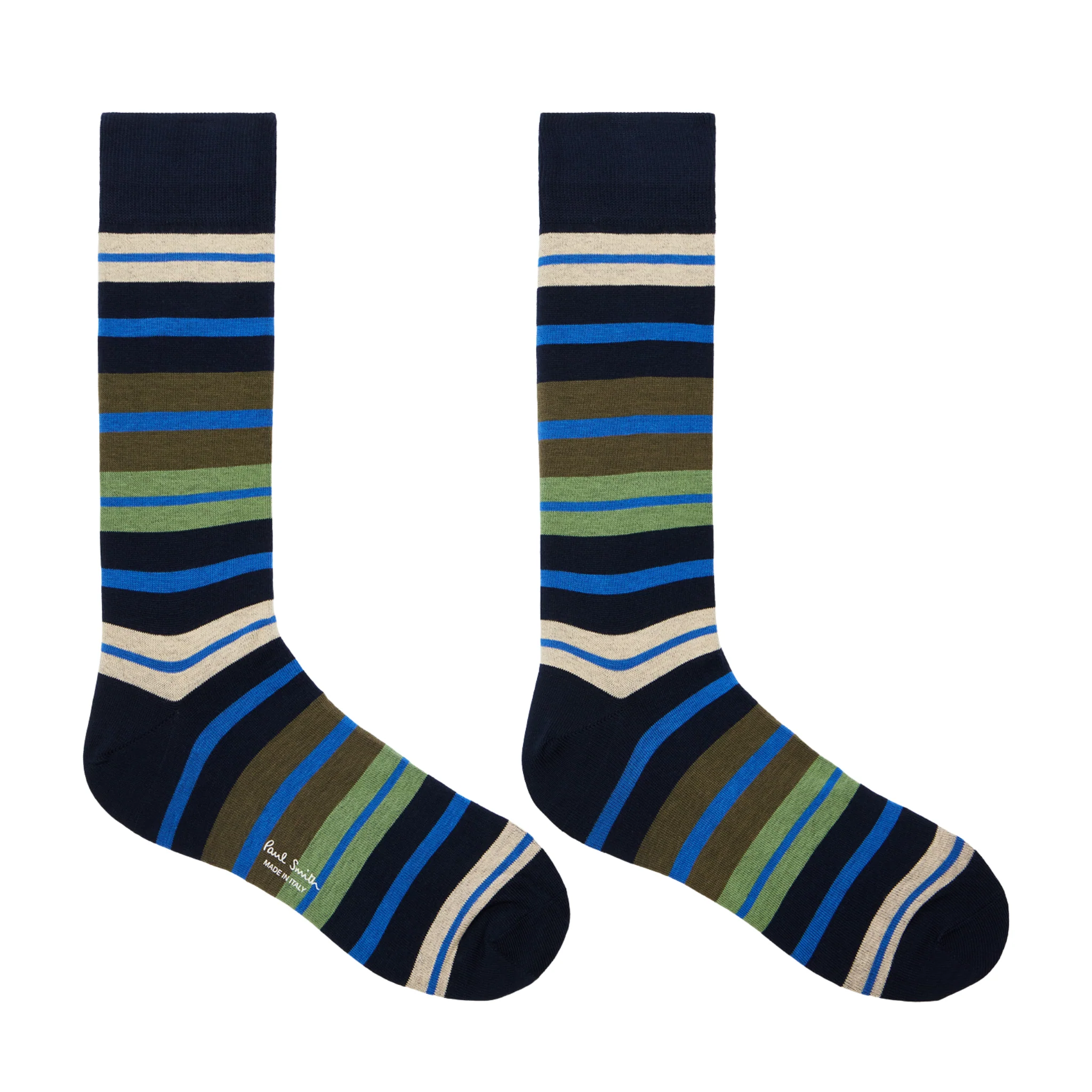 Mens Paul Smith Blue Multi Kean Stripe Socks - Image 2