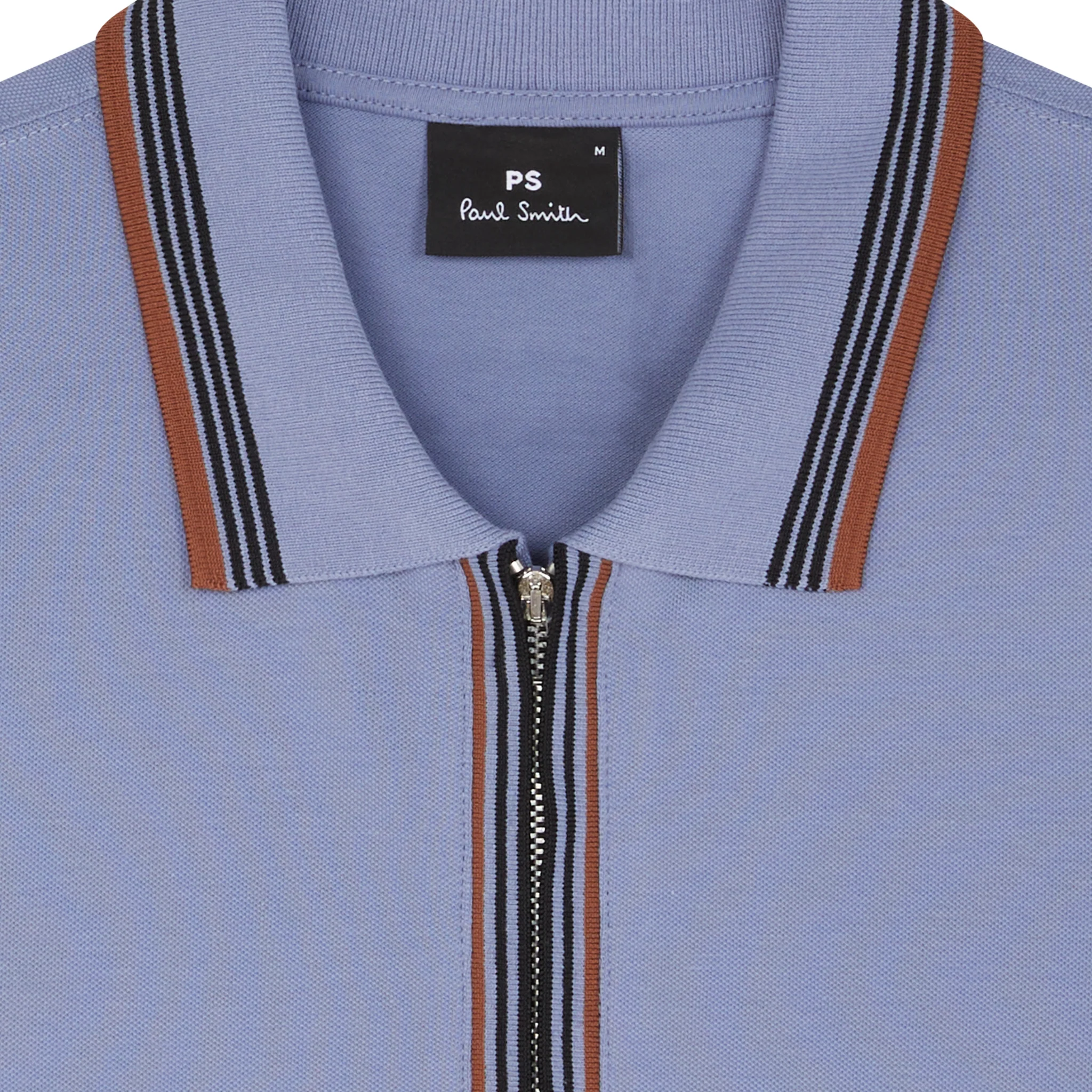 Mens Paul Smith Blue Purple Full Zip Reg Fit L/s Polo Shirt - Image 2