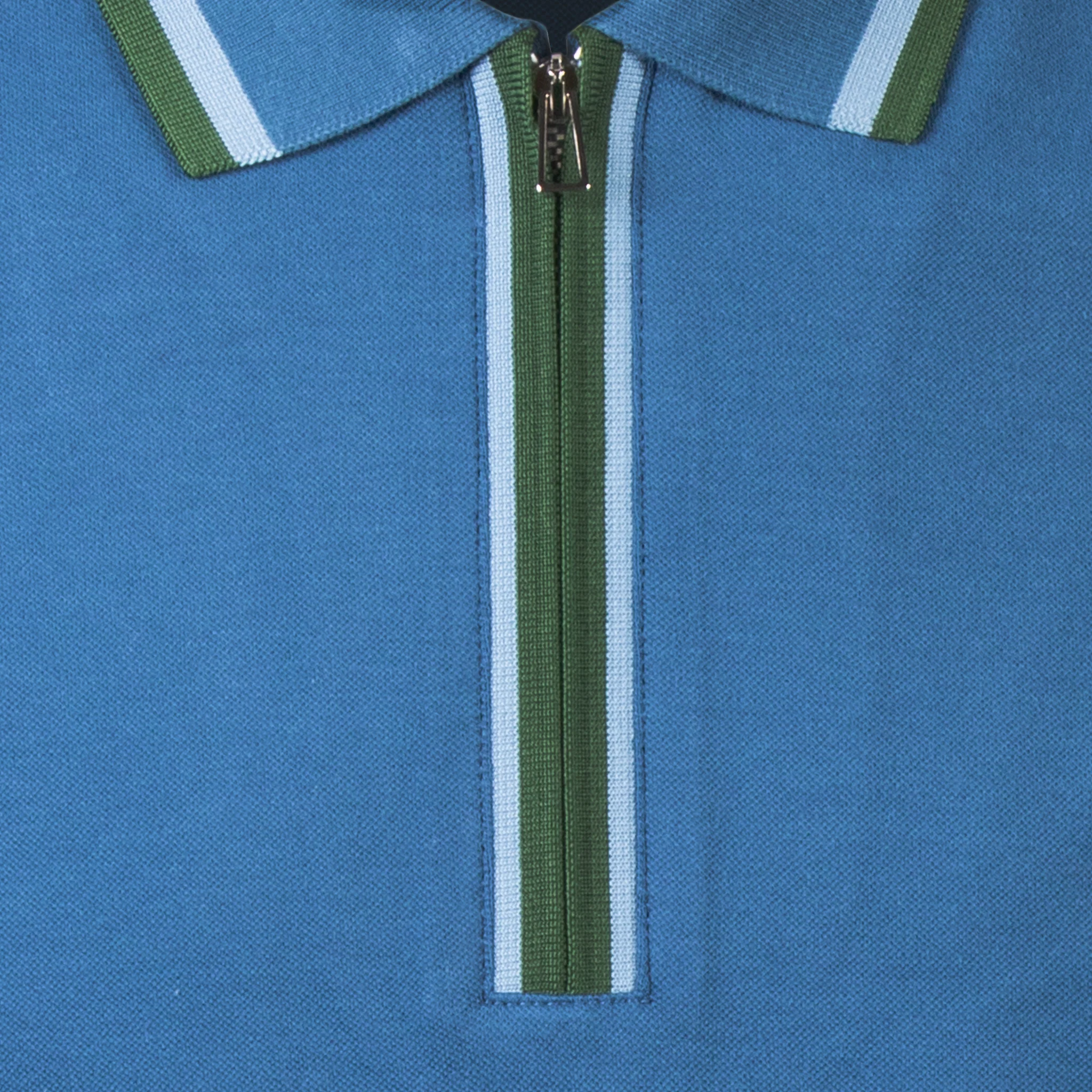 Mens Paul Smith Blue Tipped Half Zip S/s Polo - Image 2