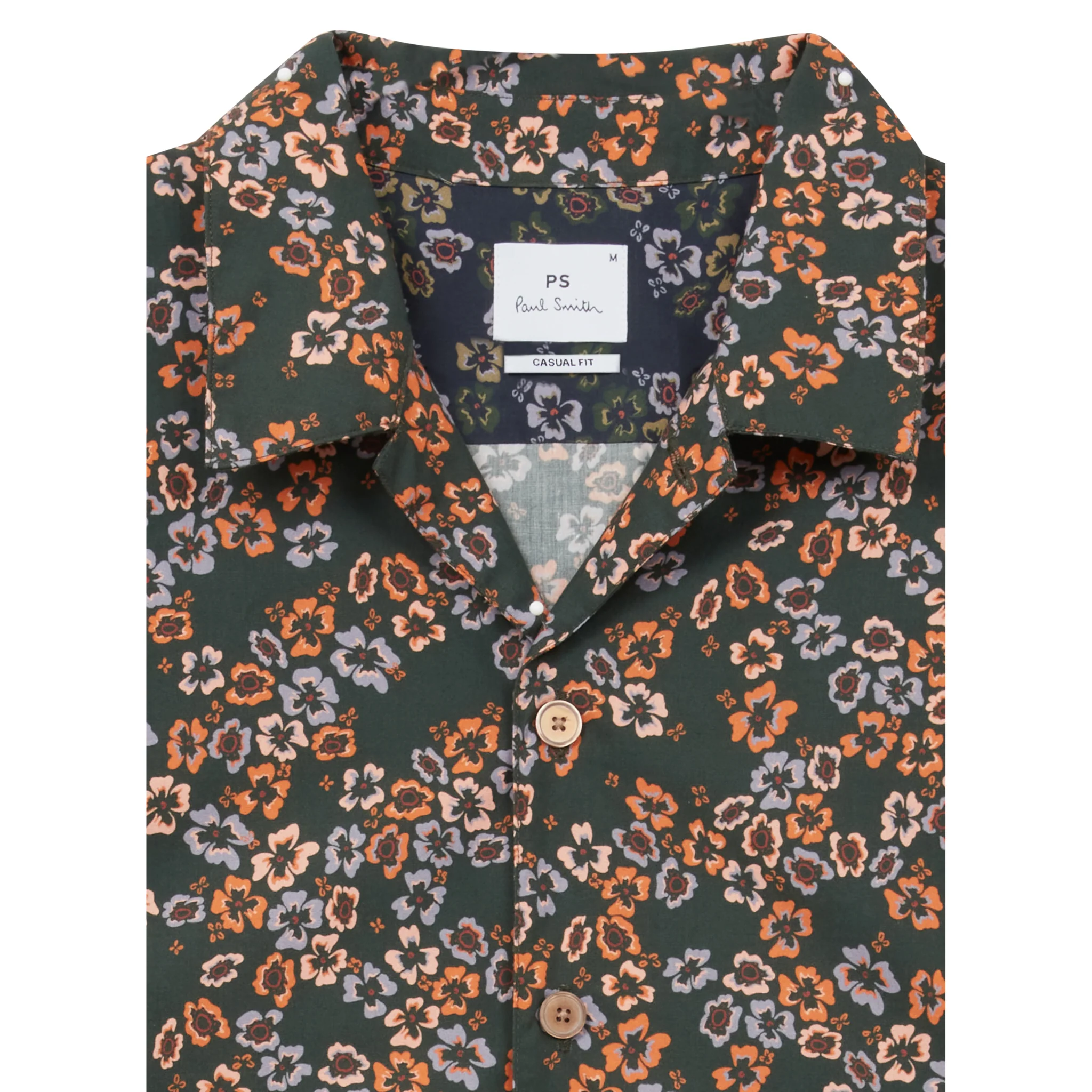 Mens Paul Smith Green Floral Casual Fit S/s Shirt - Image 2