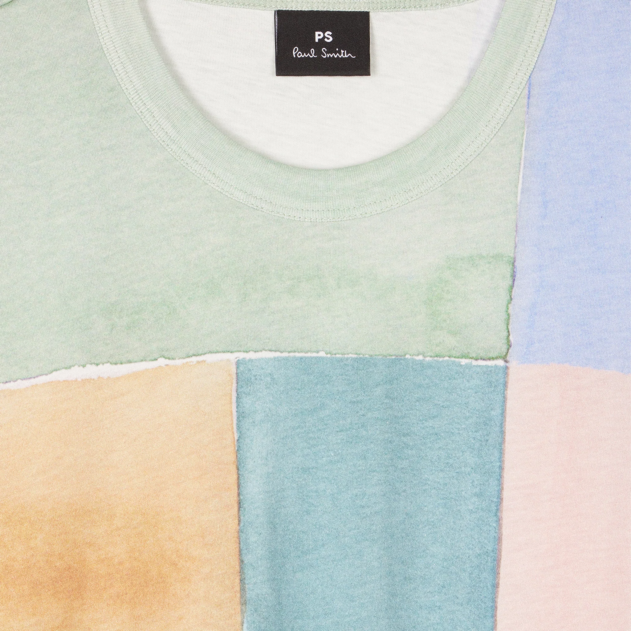 Mens Paul Smith Multi Painted Colourblock Casual Fit S/s T Shirt - Image 2