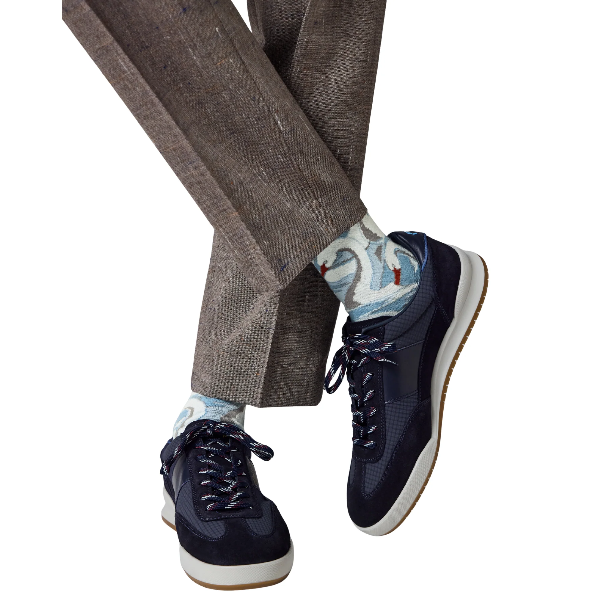 Mens Paul Smith Navy Nylon Mix Dover Trainers - Image 4