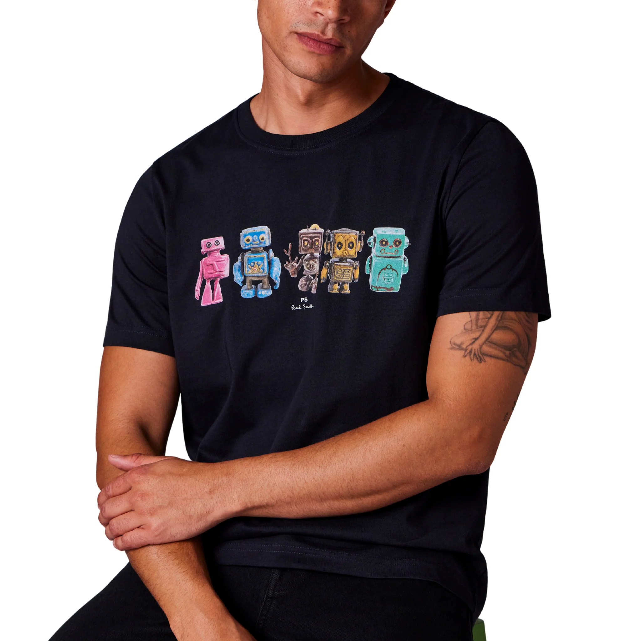 Mens Paul Smith Navy Robots Reg Fit S/s T Shirt - Image 2