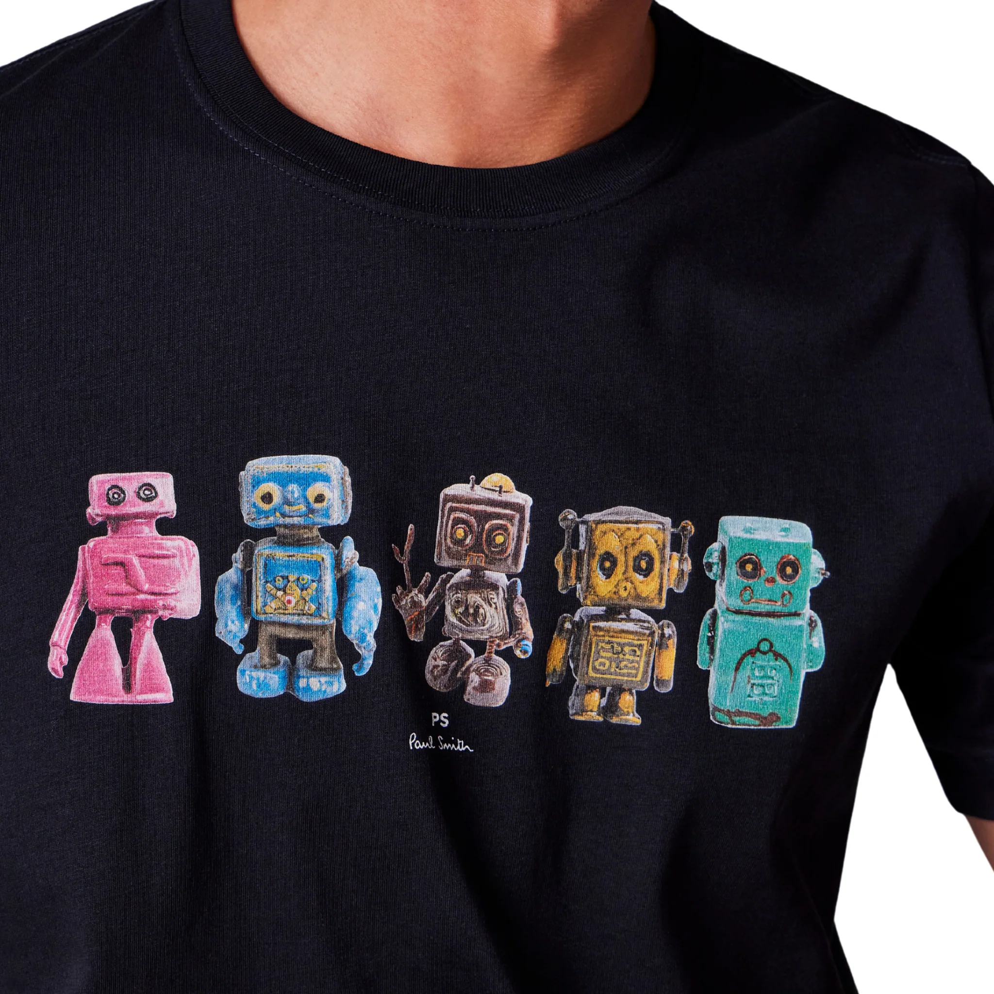 Mens Paul Smith Navy Robots Reg Fit S/s T Shirt - Image 3