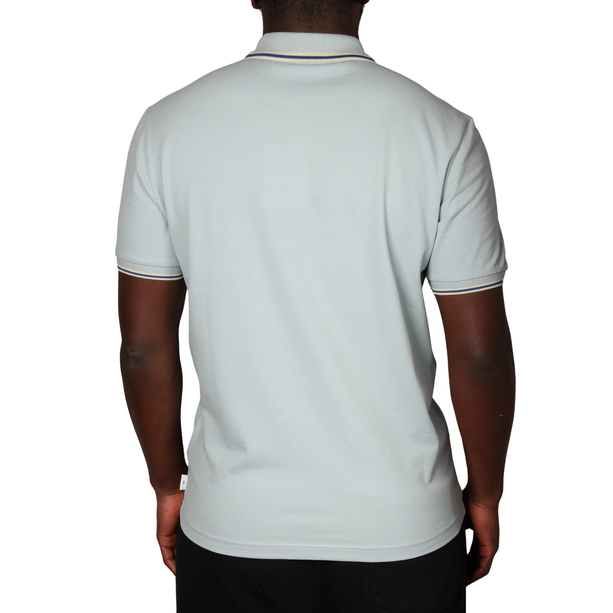 Mens Paul Smith Pale Blue Tipped Button Reg Fit S/s Polo - Image 3