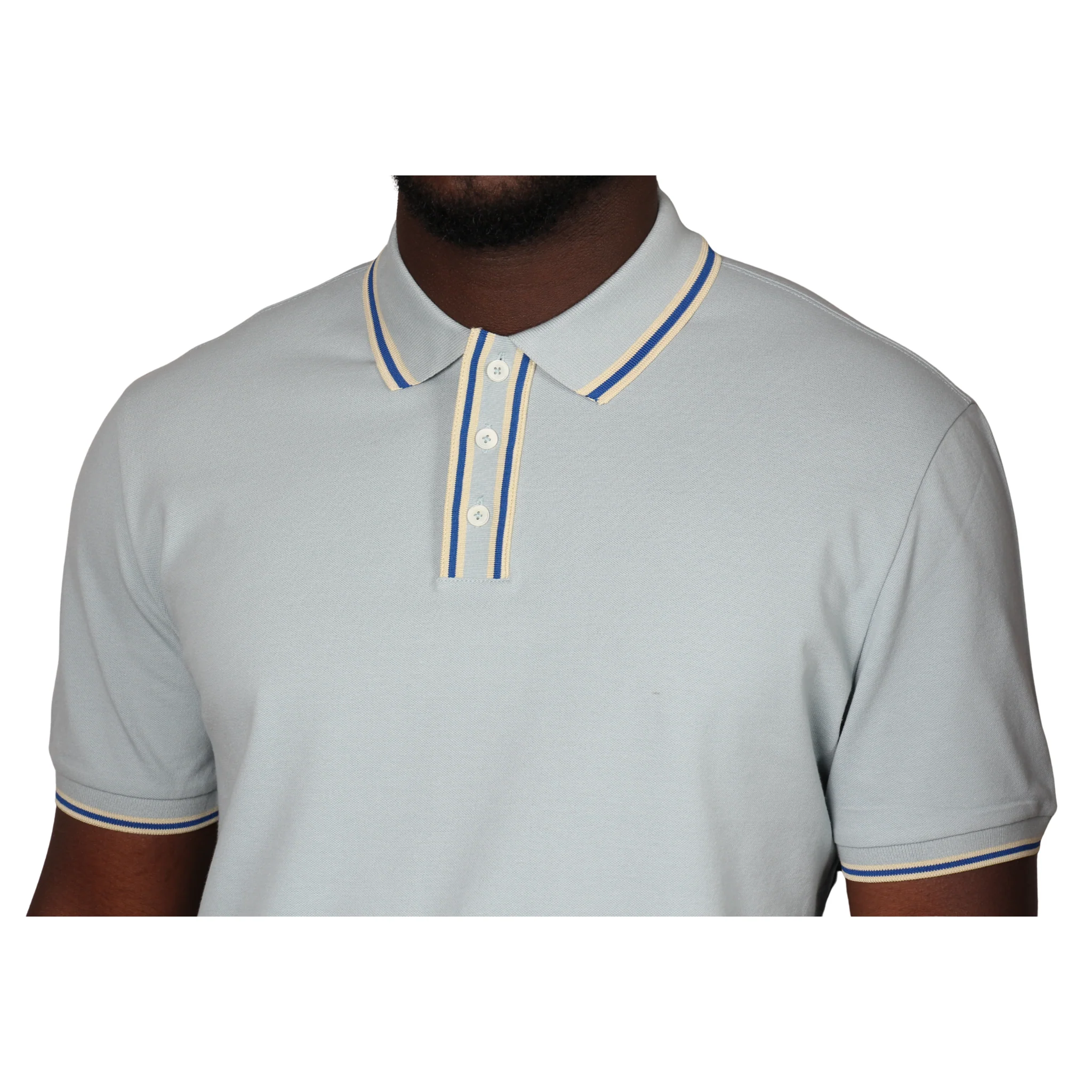Mens Paul Smith Pale Blue Tipped Button Reg Fit S/s Polo - Image 4