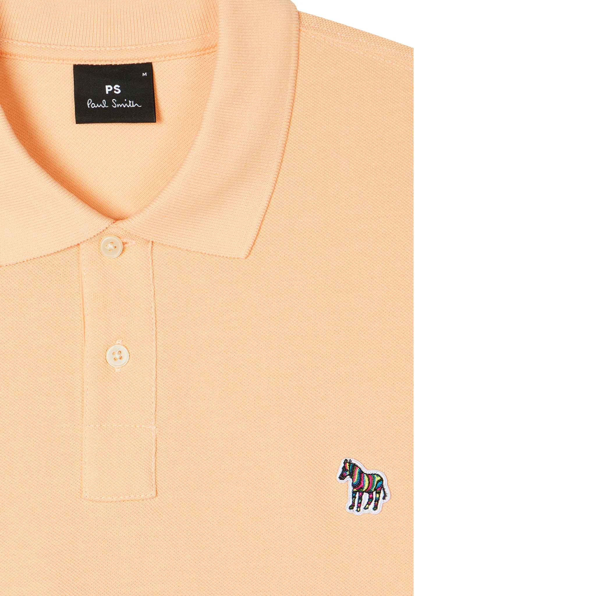 Mens Paul Smith Peach Zebra Badge Reg Fit S/s Polo Shirt - Image 2