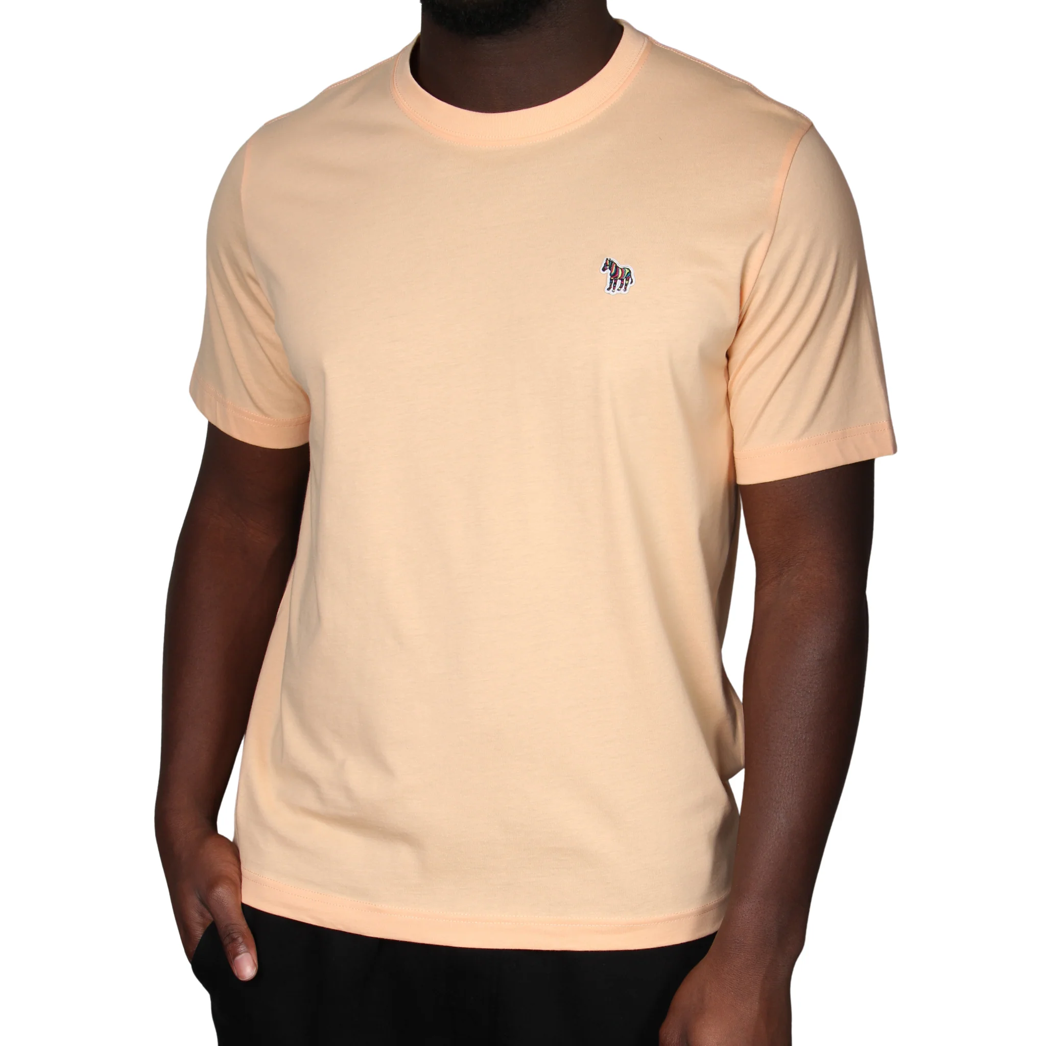 Mens Paul Smith Peach Zebra Badge Reg Fit S/s T Shirt - Image 2