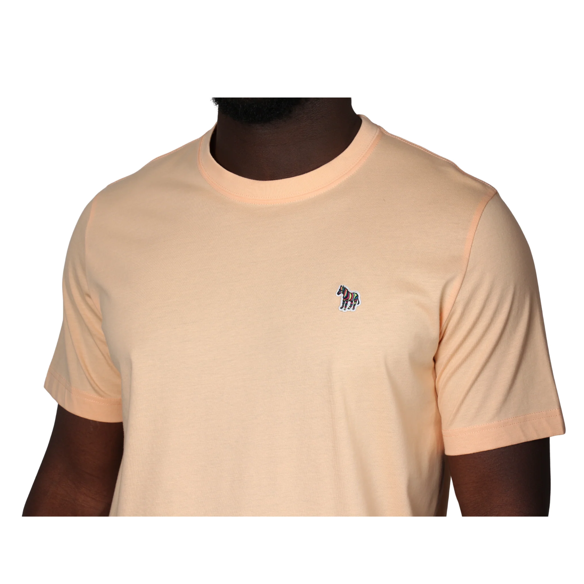 Mens Paul Smith Peach Zebra Badge Reg Fit S/s T Shirt - Image 4