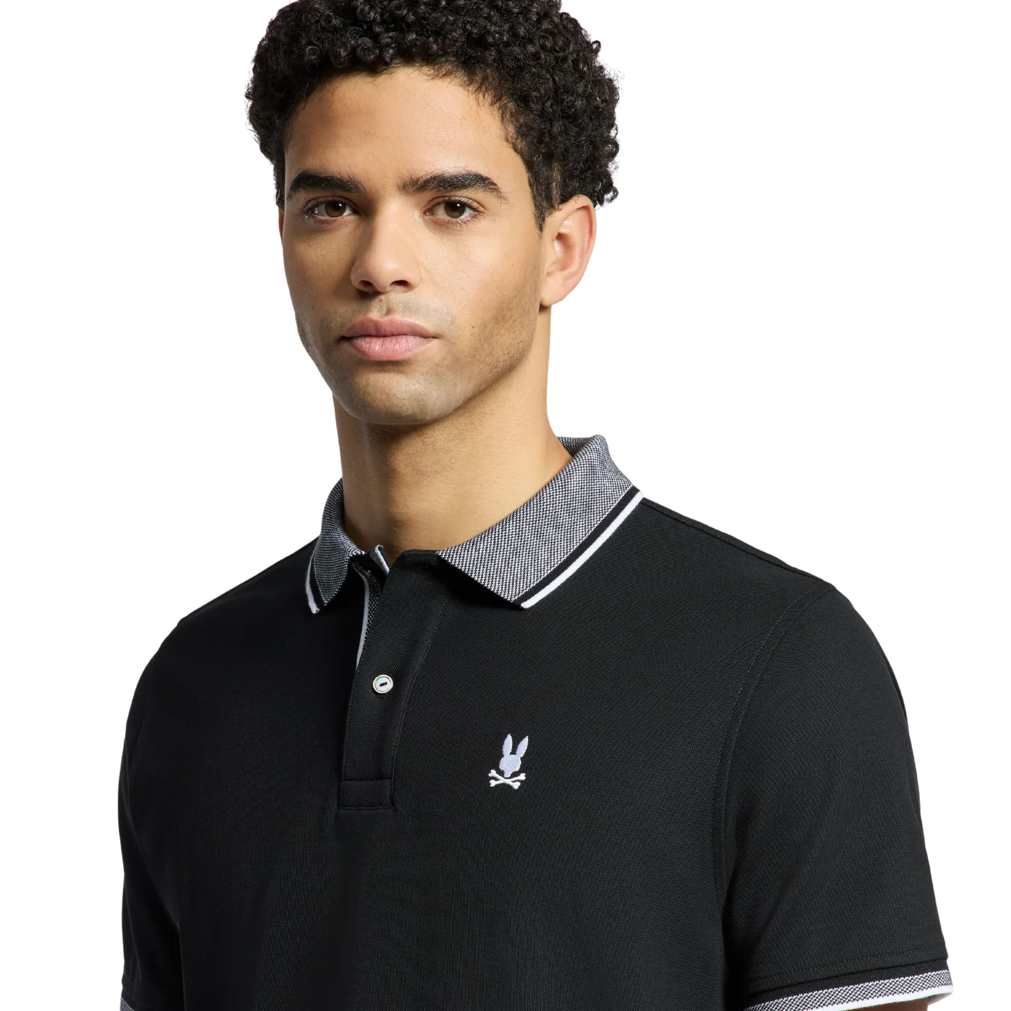 Mens Psycho Bunny Black Evandale Oxford Collar Pique S/s Polo - Image 3