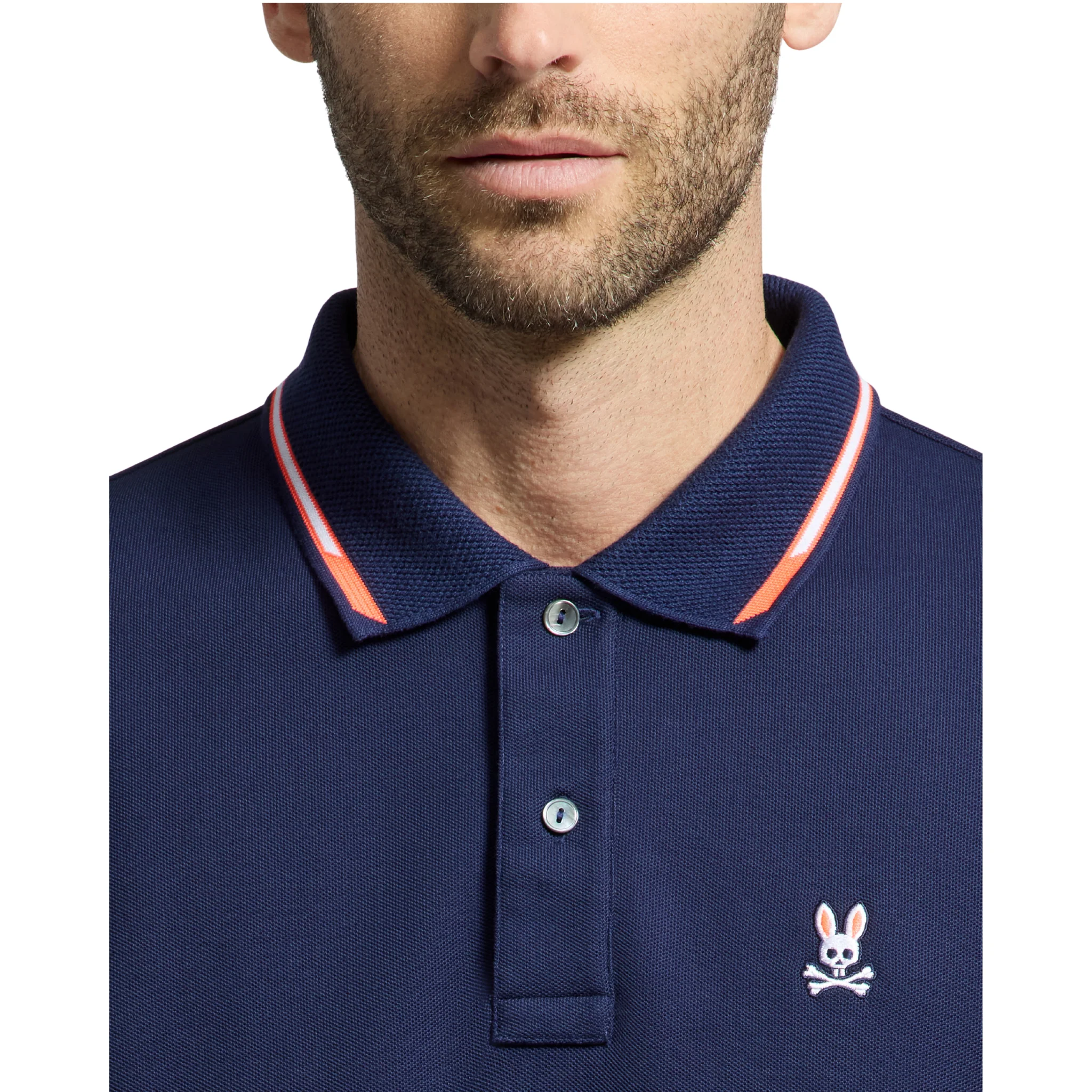 Mens Psycho Bunny Evening Blue Stirling Pique S/s Polo - Image 3