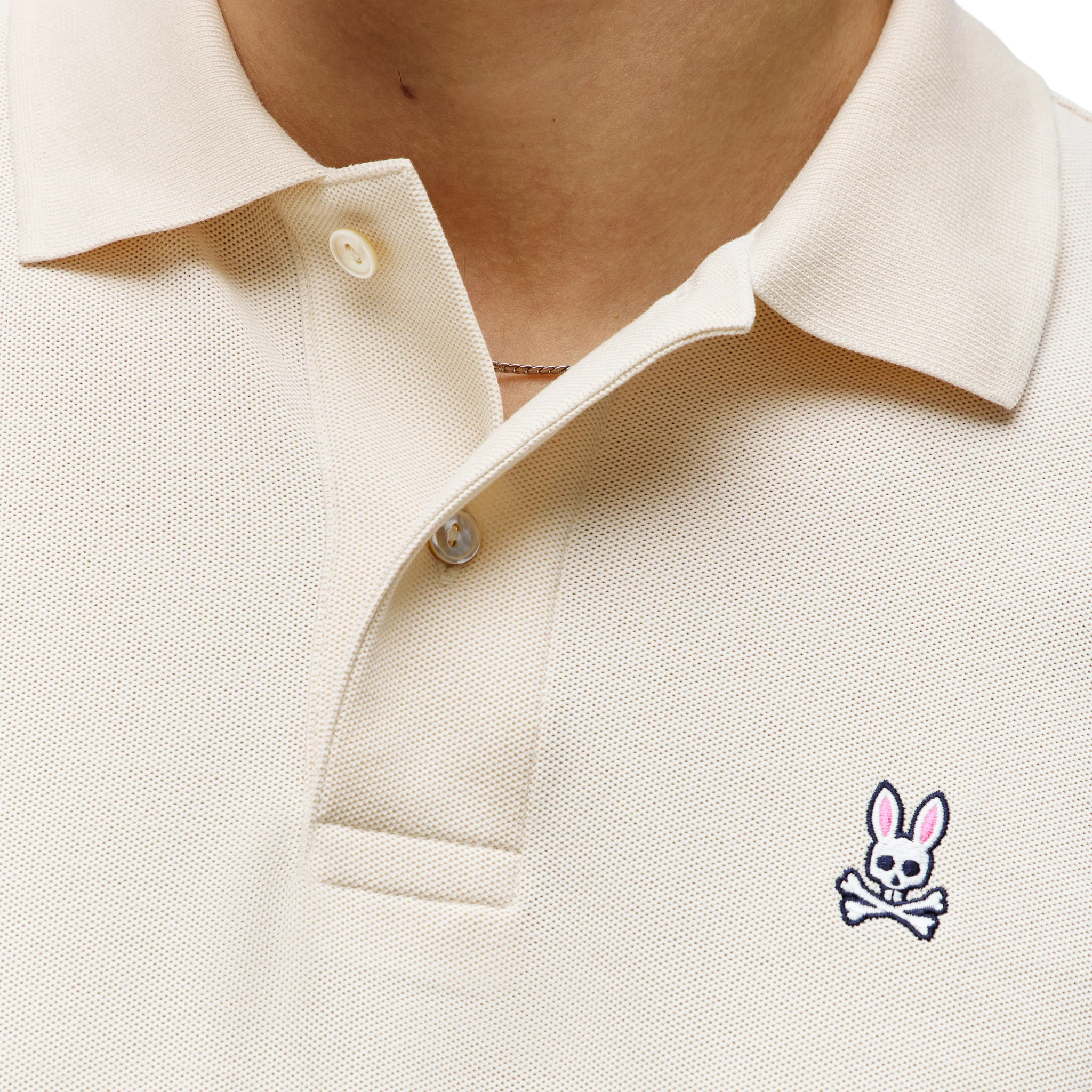 Mens Psycho Bunny White Cap Grey Classic Pique S/s Polo - Image 3