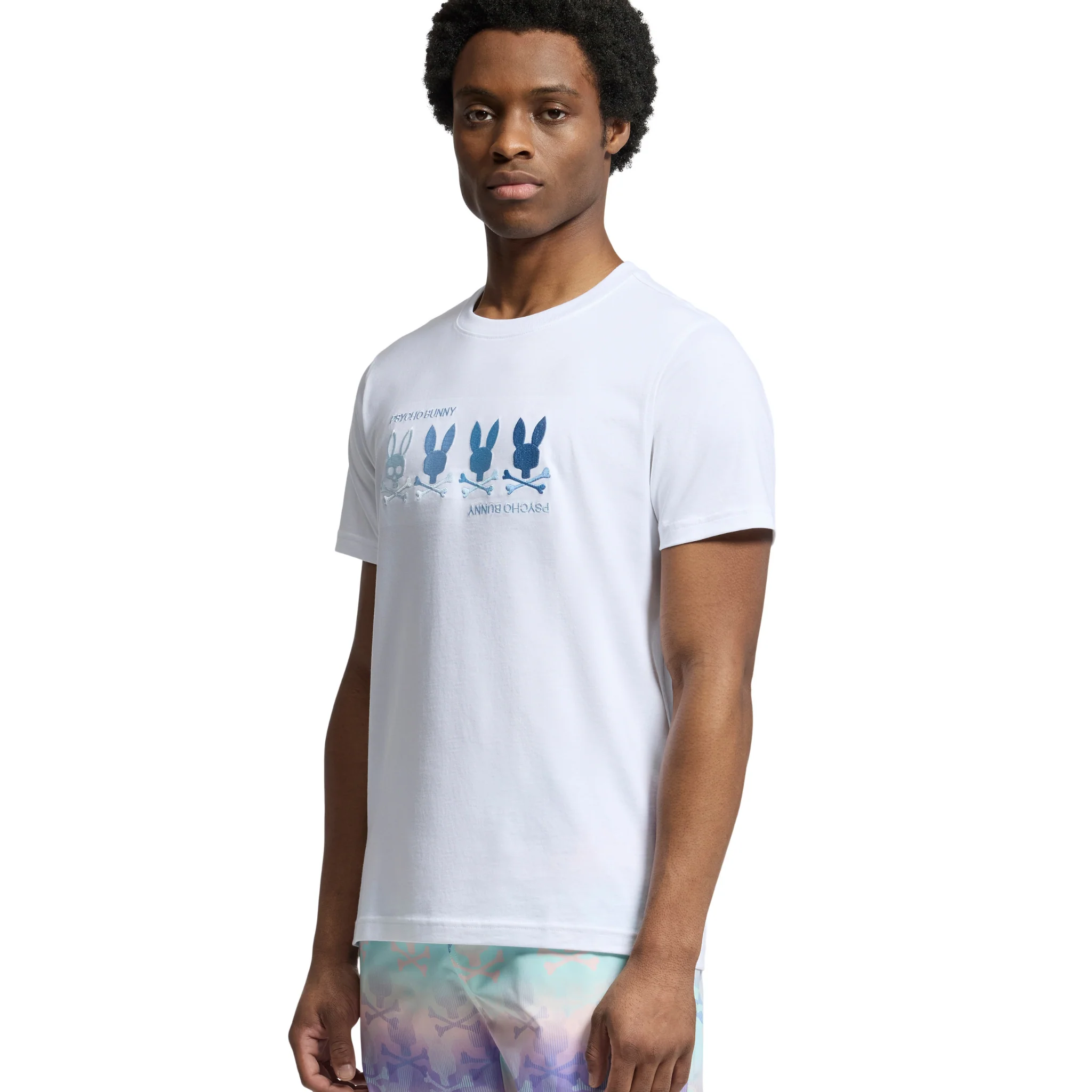 Mens Psycho Bunny White Oceania Embroidered Graphic S/s T Shirt - Image 2