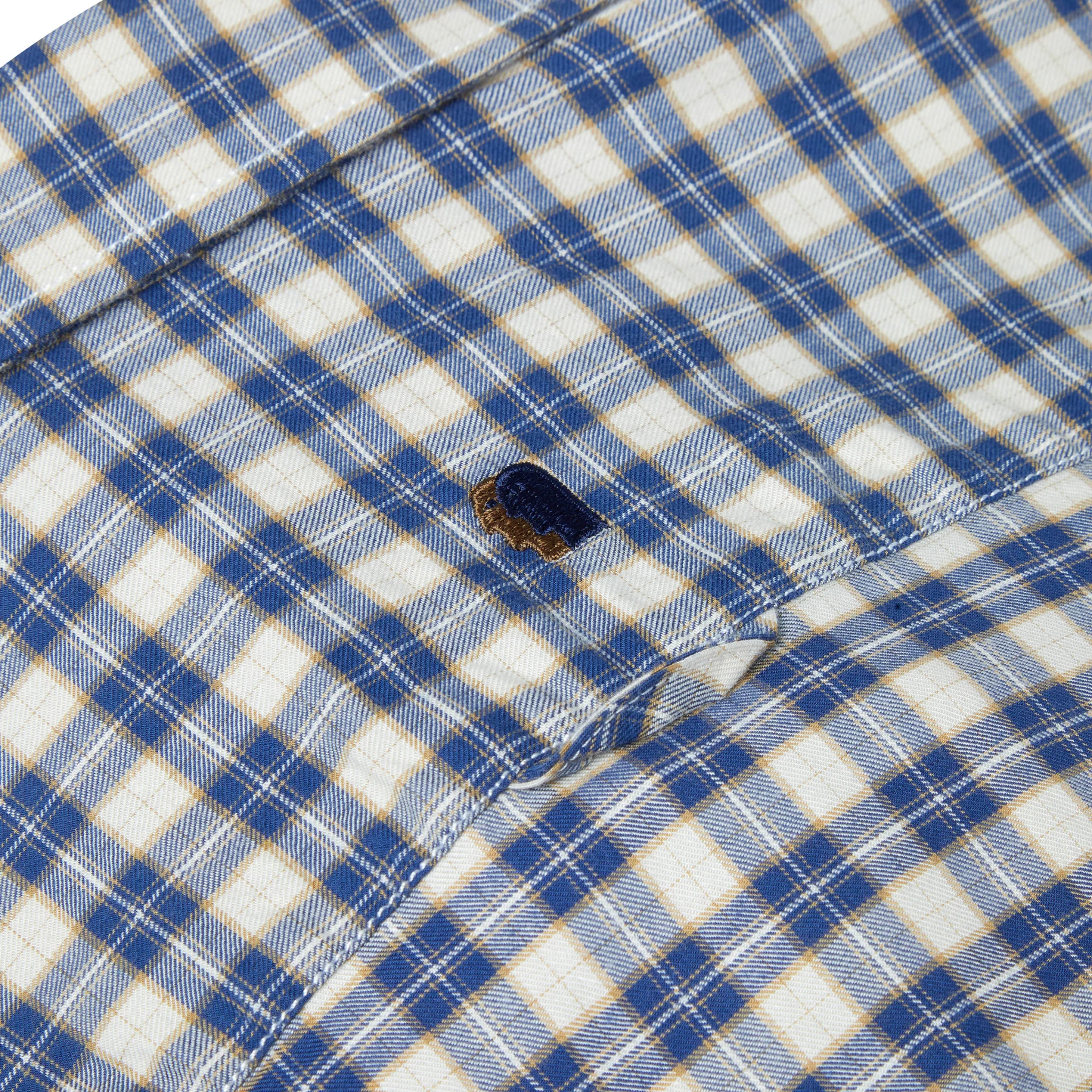 Mens Remus Uomo Blue/Beige Rome Check L/s Shirt - Image 3