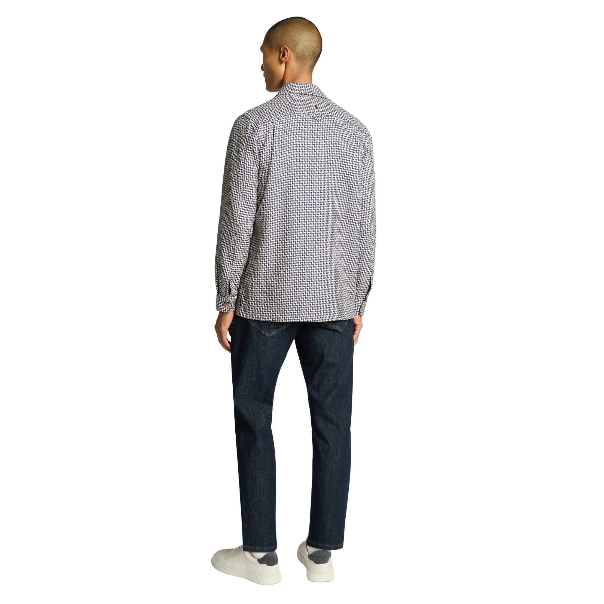 Mens Remus Uomo Blue Chevron Print Overshirt - Image 4
