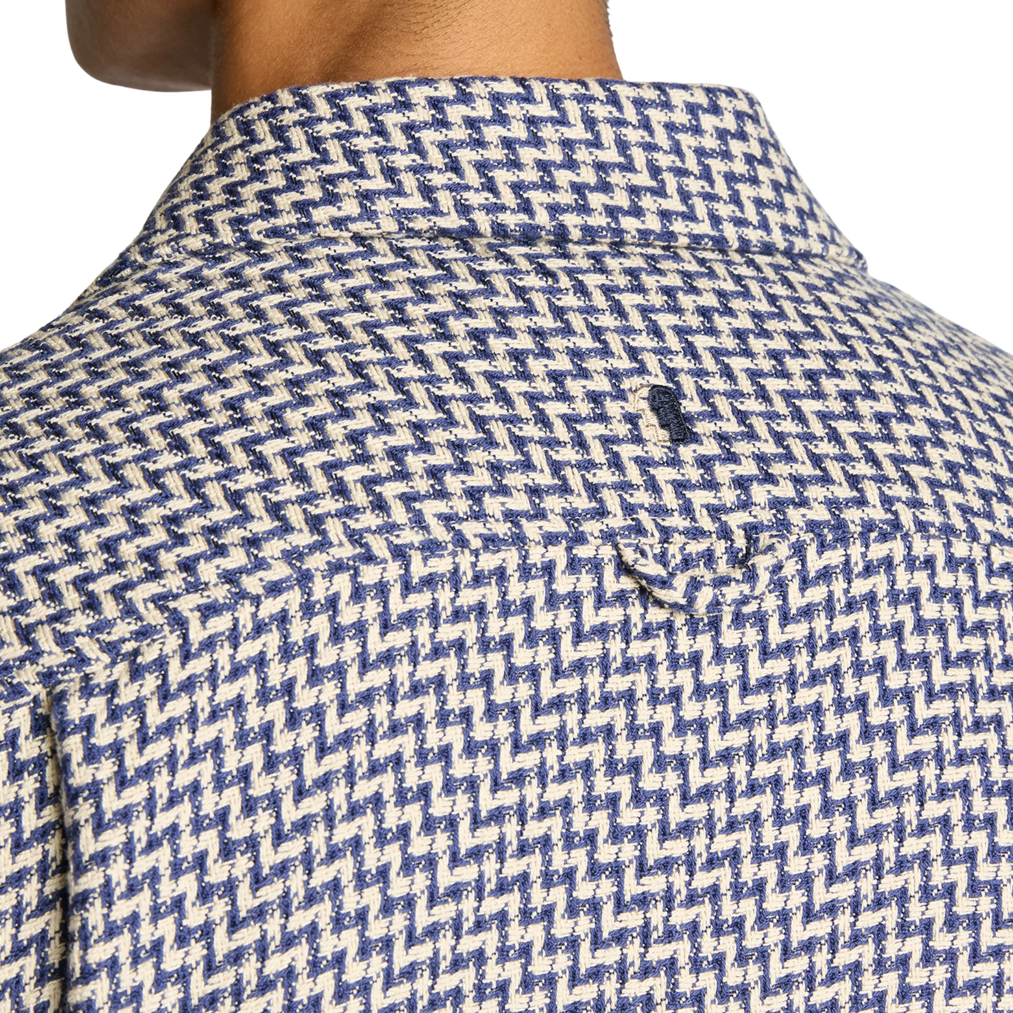 Mens Remus Uomo Blue Chevron Print Overshirt - Image 5