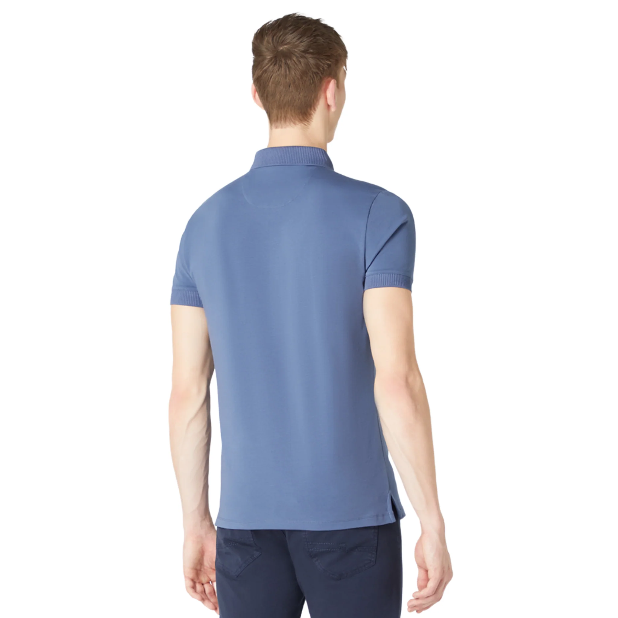 Mens Remus Uomo Blue Cotton Stretch S/s Polo Shirt - Image 4