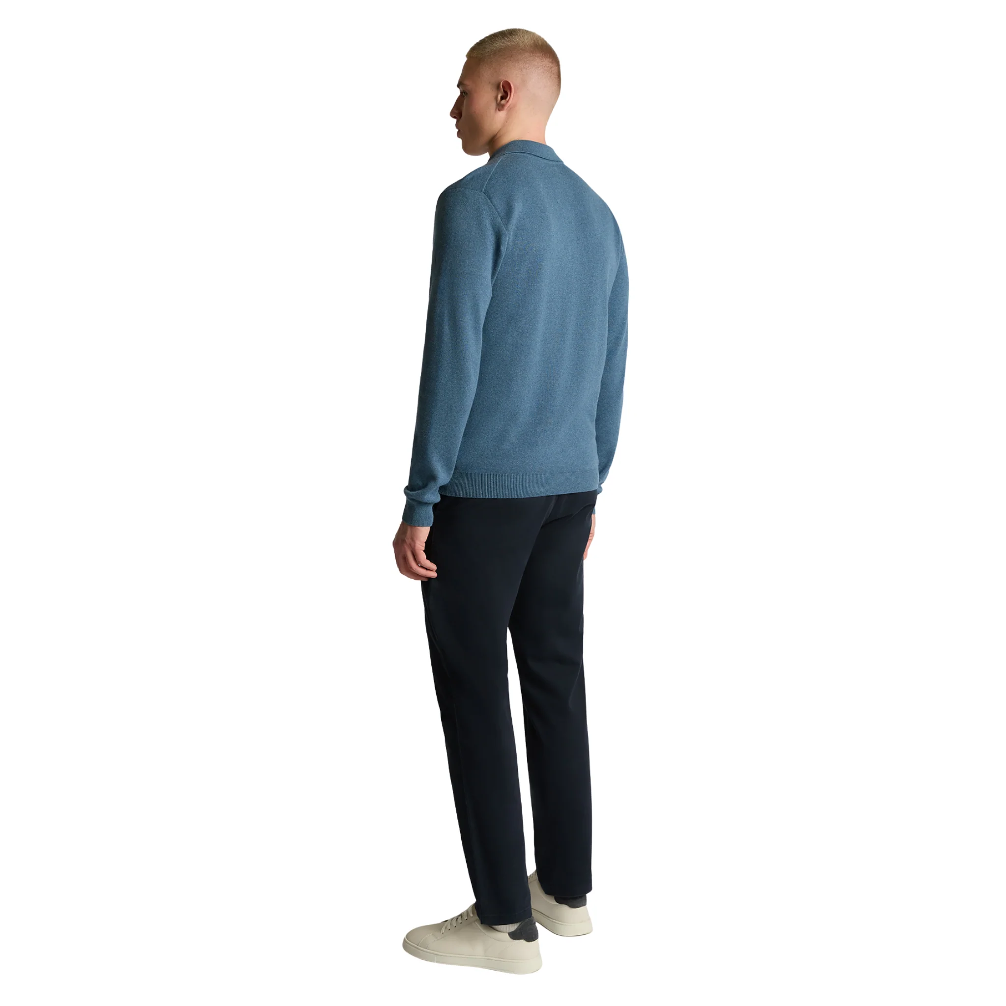 Mens Remus Uomo Blue Knitted 3 Button L/s Polo - Image 4