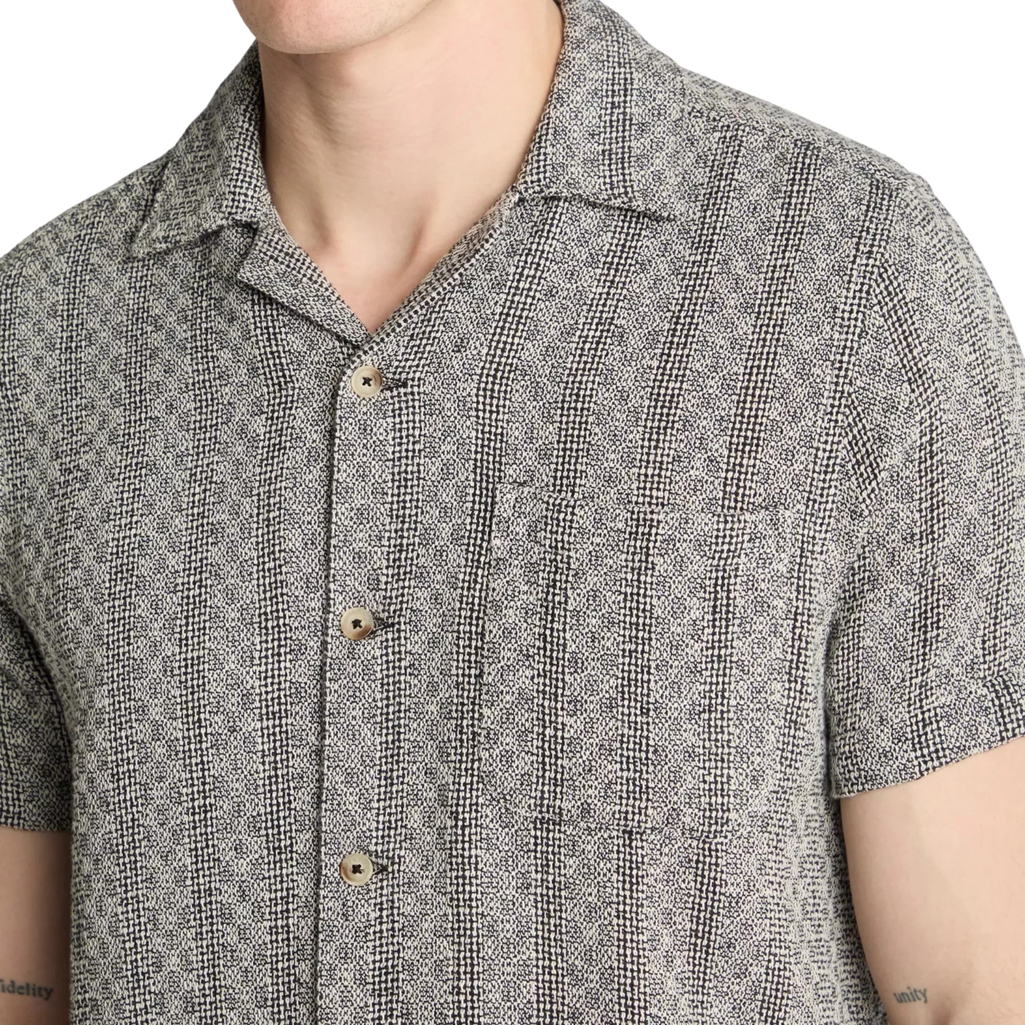 Mens Remus Uomo Charcoal Woven Knit Tapered S/s Shirt - Image 2
