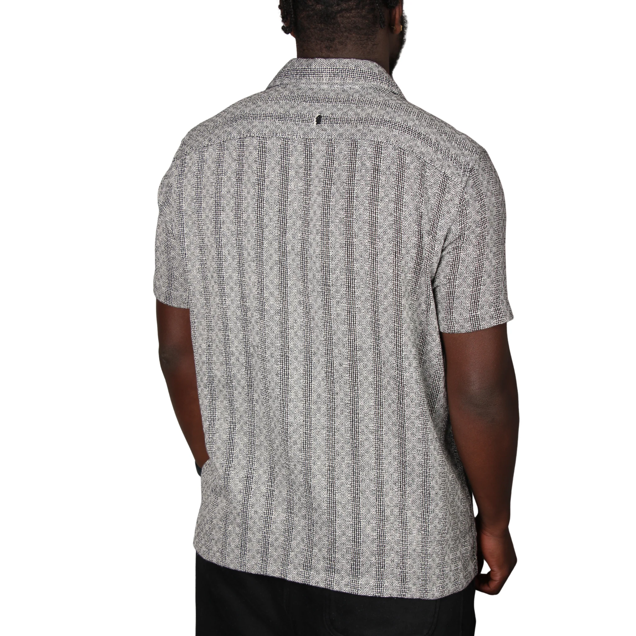 Mens Remus Uomo Charcoal Woven Knit Tapered S/s Shirt - Image 4