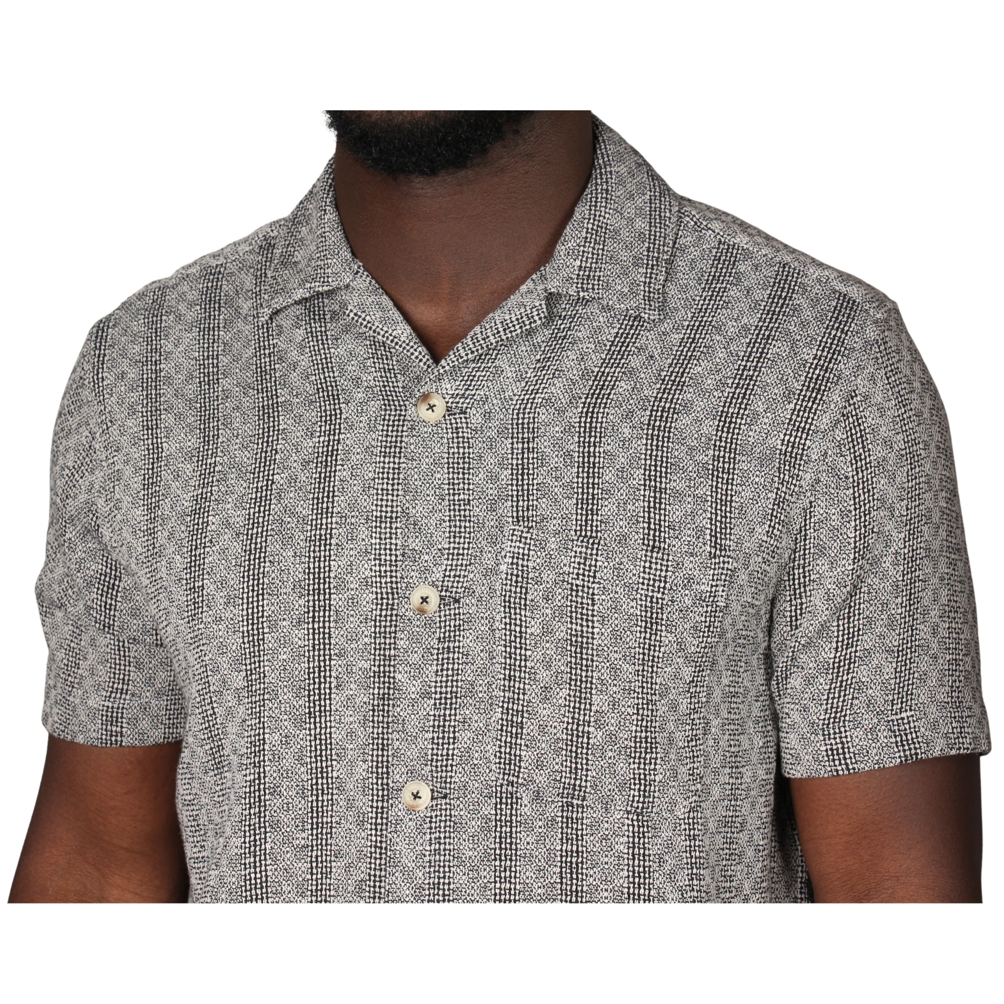 Mens Remus Uomo Charcoal Woven Knit Tapered S/s Shirt - Image 5