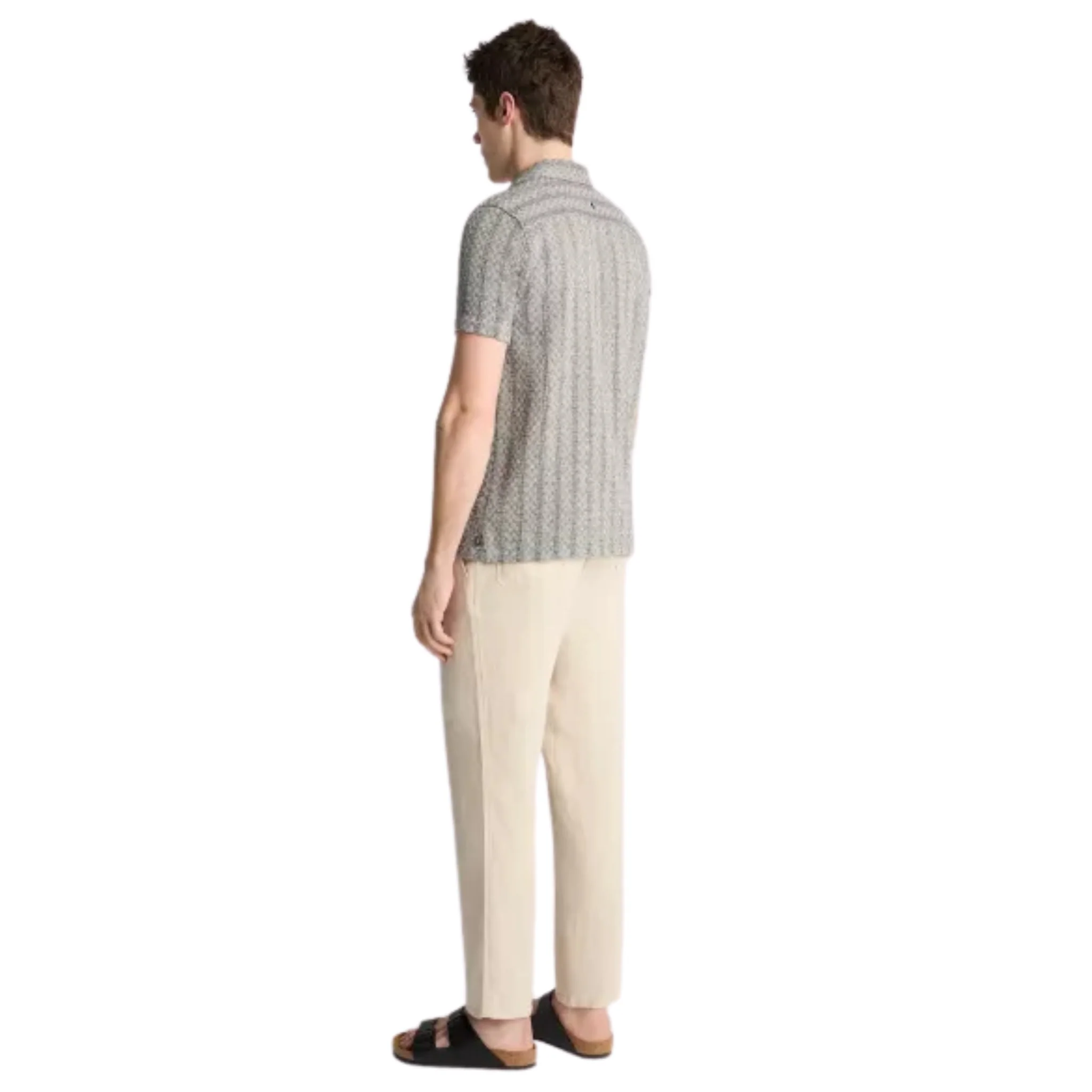 Mens Remus Uomo Charcoal Woven Knit Tapered S/s Shirt - Image 6