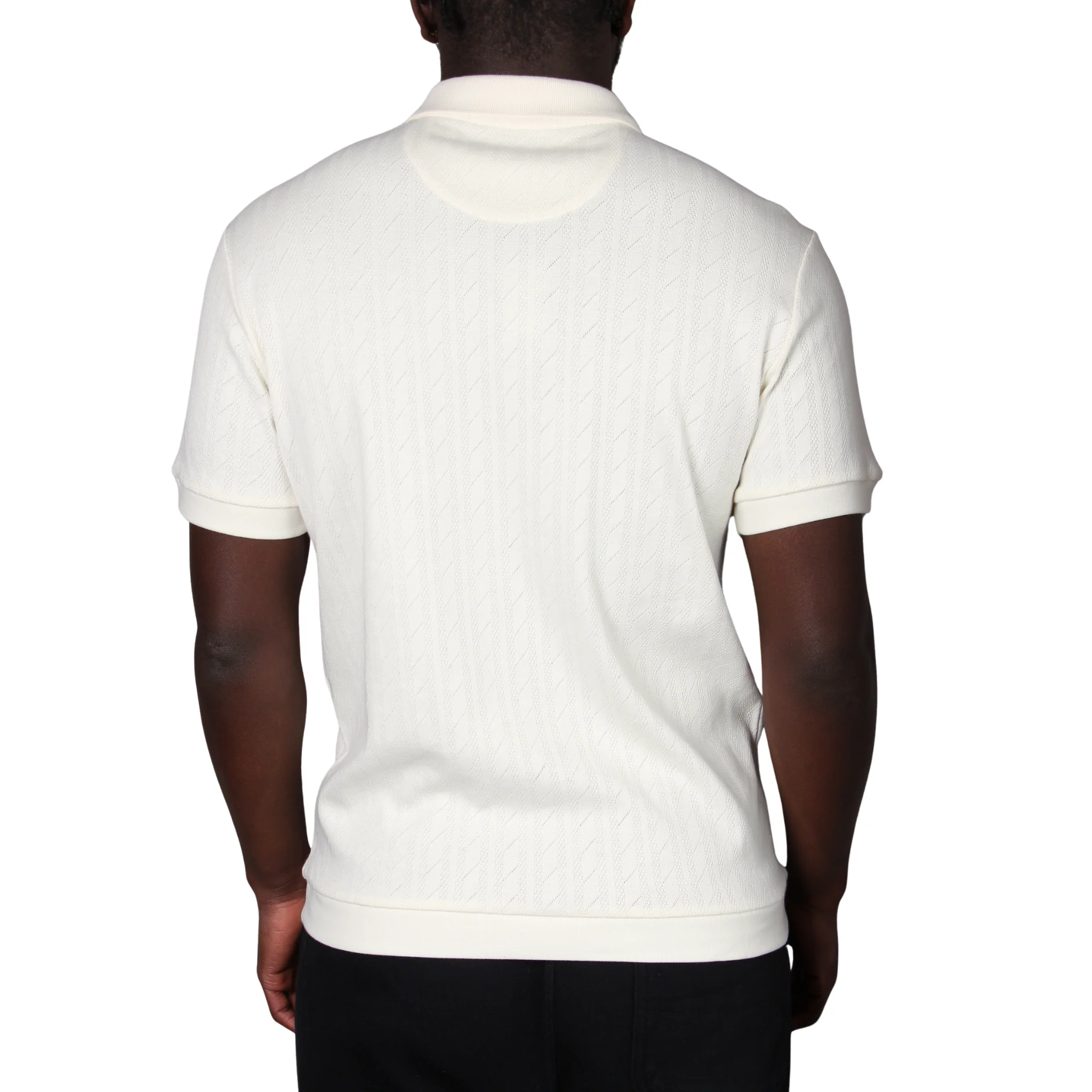 Mens Remus Uomo Cream Flat Cable Knit Jersey S/s Polo Shirt - Image 4