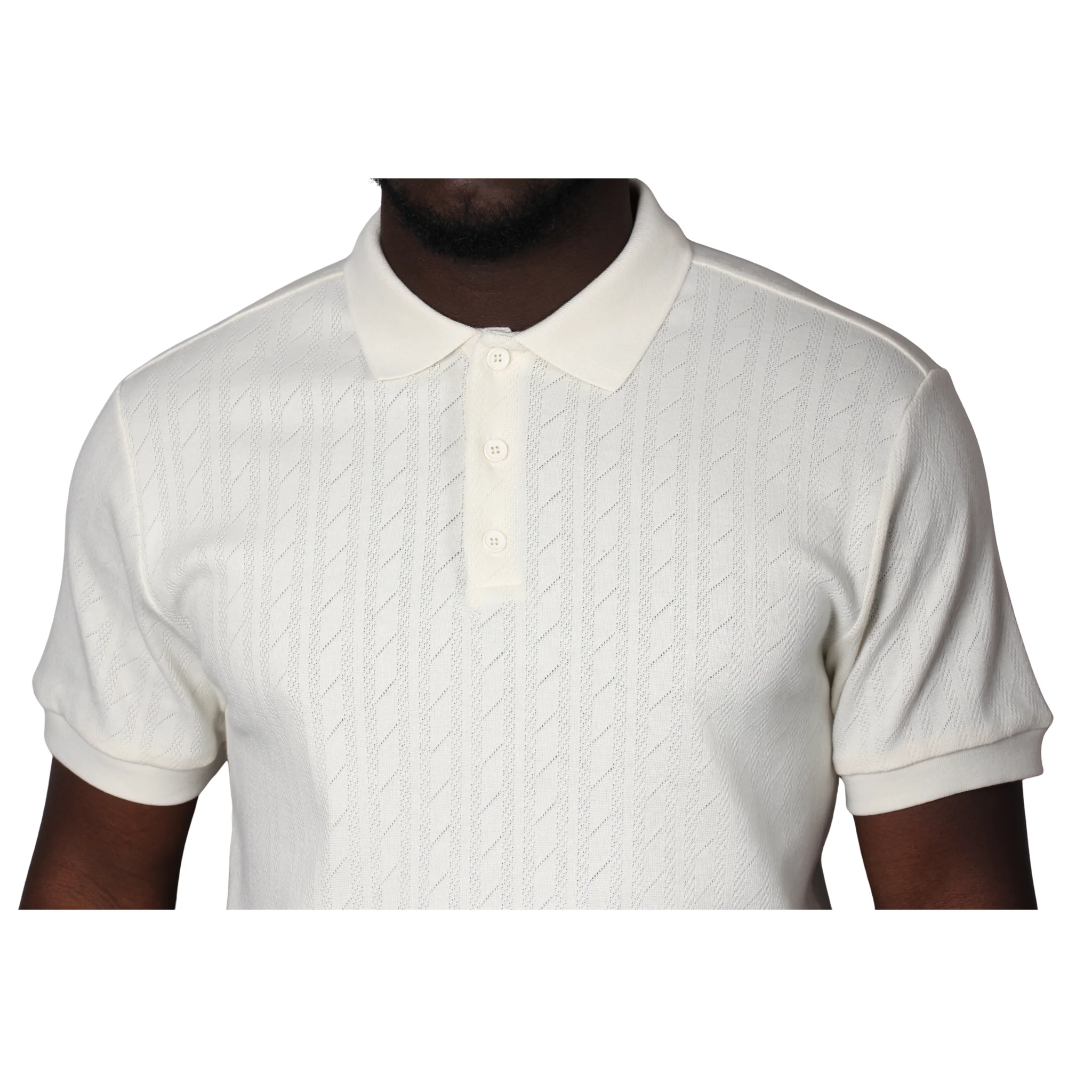 Mens Remus Uomo Cream Flat Cable Knit Jersey S/s Polo Shirt - Image 5