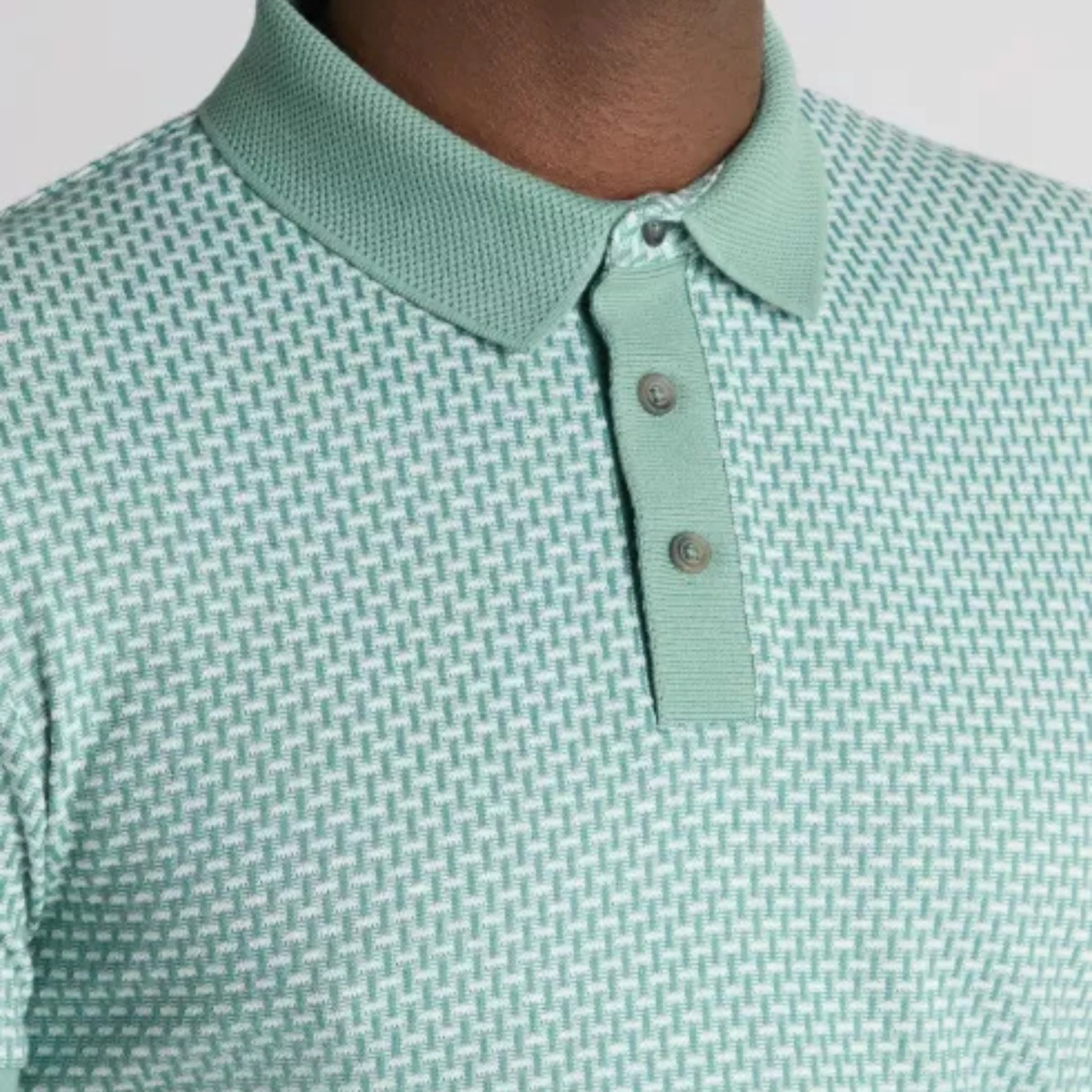 Mens Remus Uomo Green Basket Weave S/s Polo Shirt - Image 2