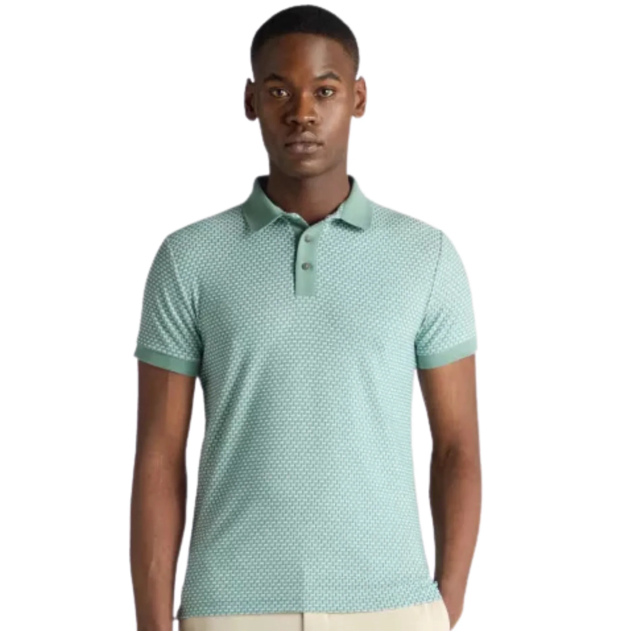Mens Remus Uomo Green Basket Weave S/s Polo Shirt - Image 3