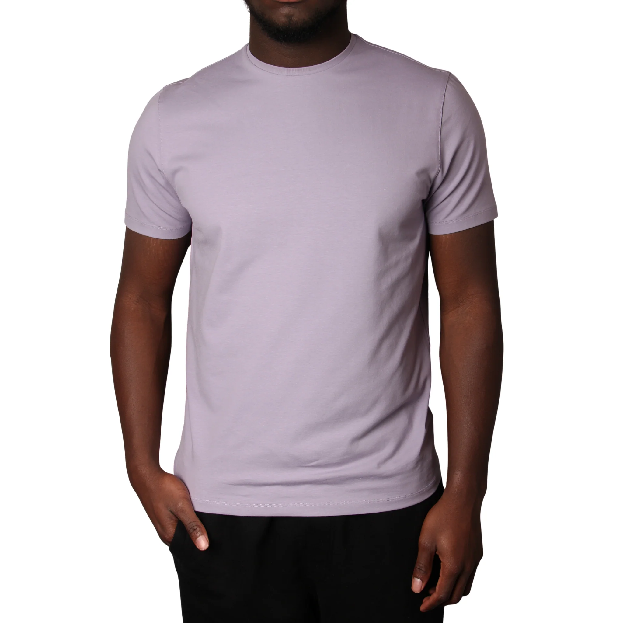 Mens Remus Uomo Lavender Grey Cotton Stretch S/s T Shirt - Image 2