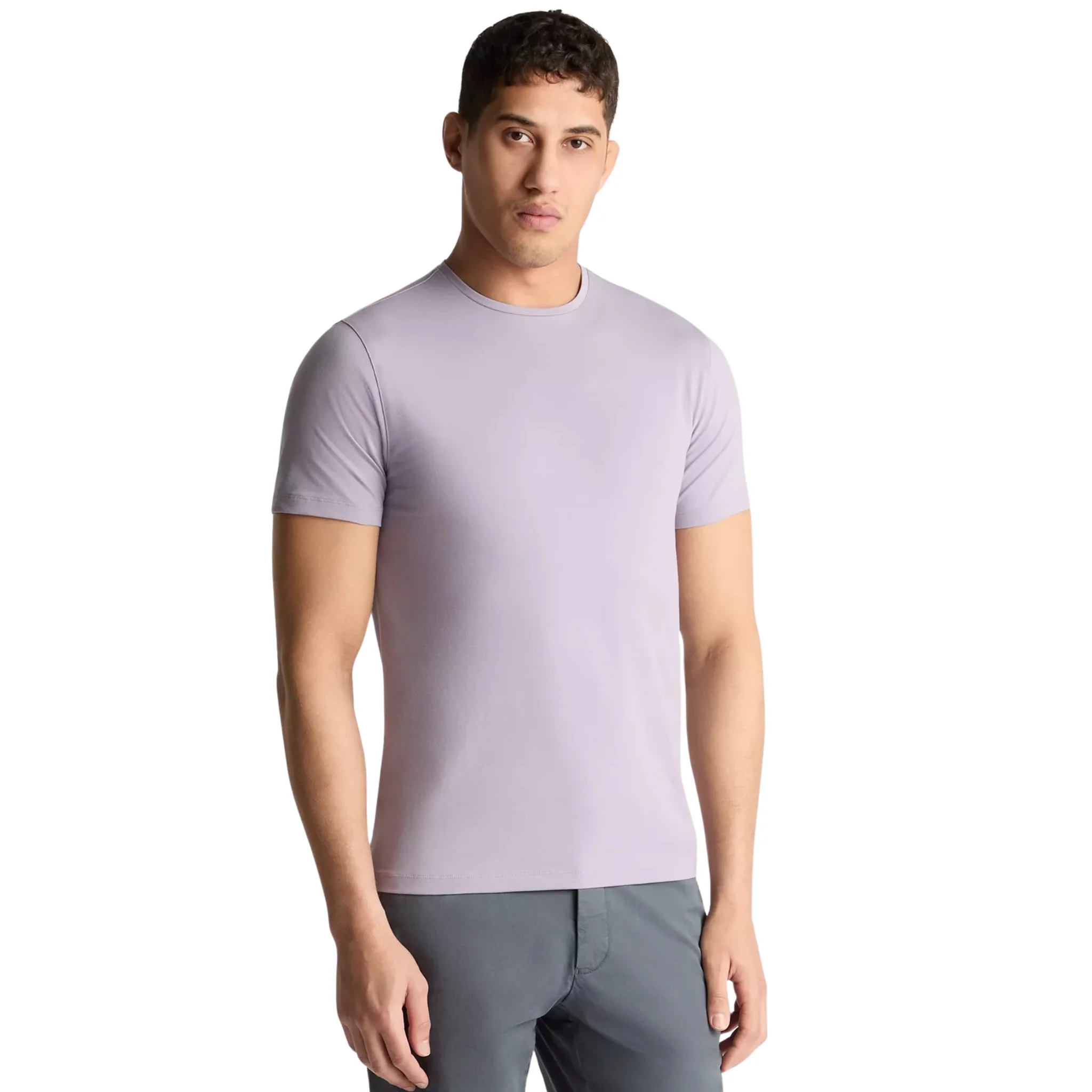 Mens Remus Uomo Lavender Grey Cotton Stretch S/s T Shirt - Image 5