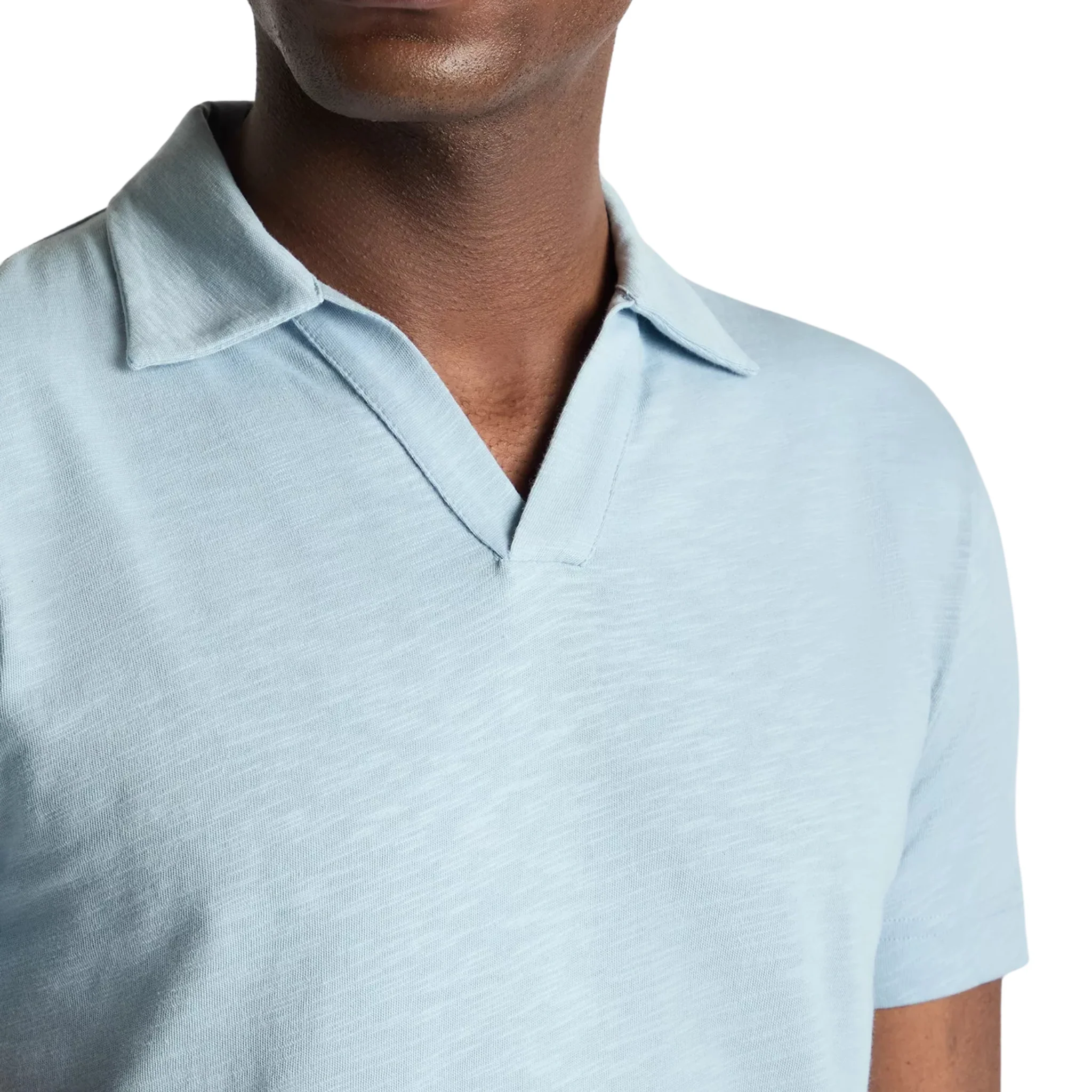 Mens Remus Uomo Light Blue Jersey Slub Open Collar S/s Polo Shirt - Image 3