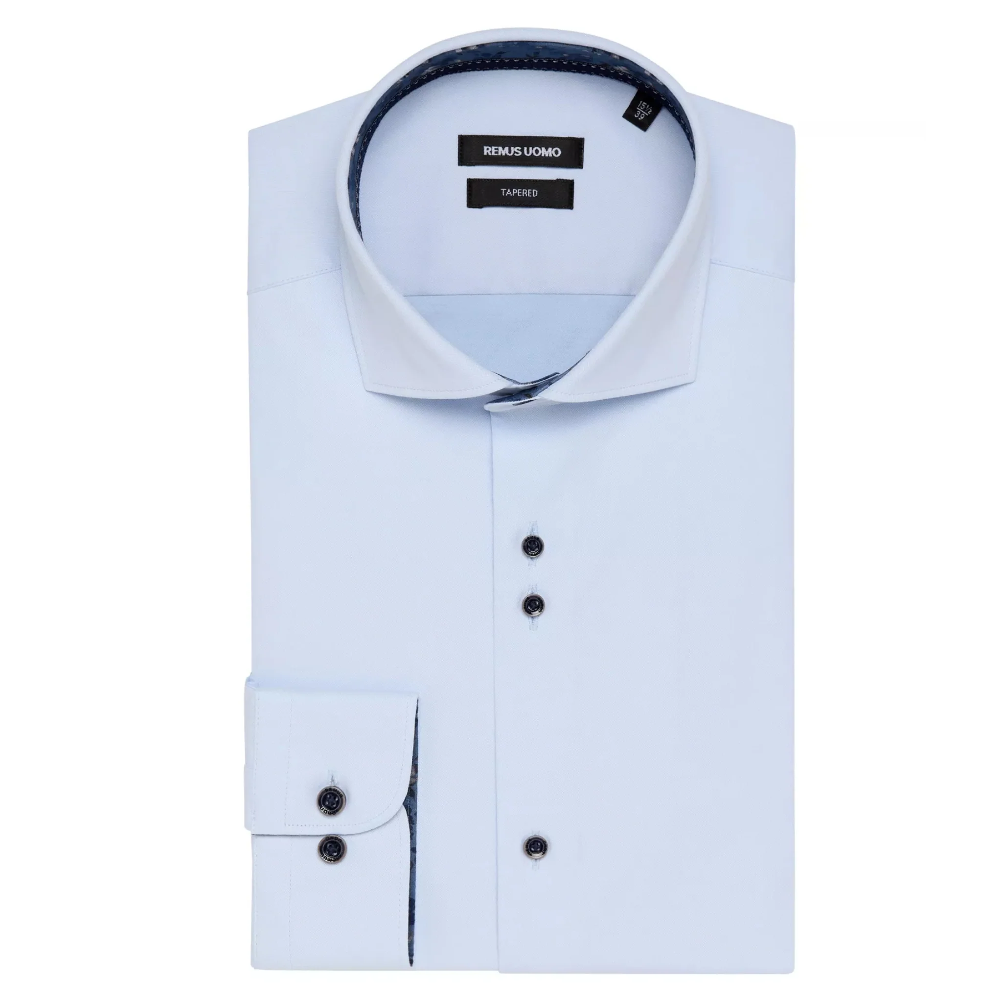 Mens Remus Uomo Light Blue Tapered Fit L/s Shirt - Image 2