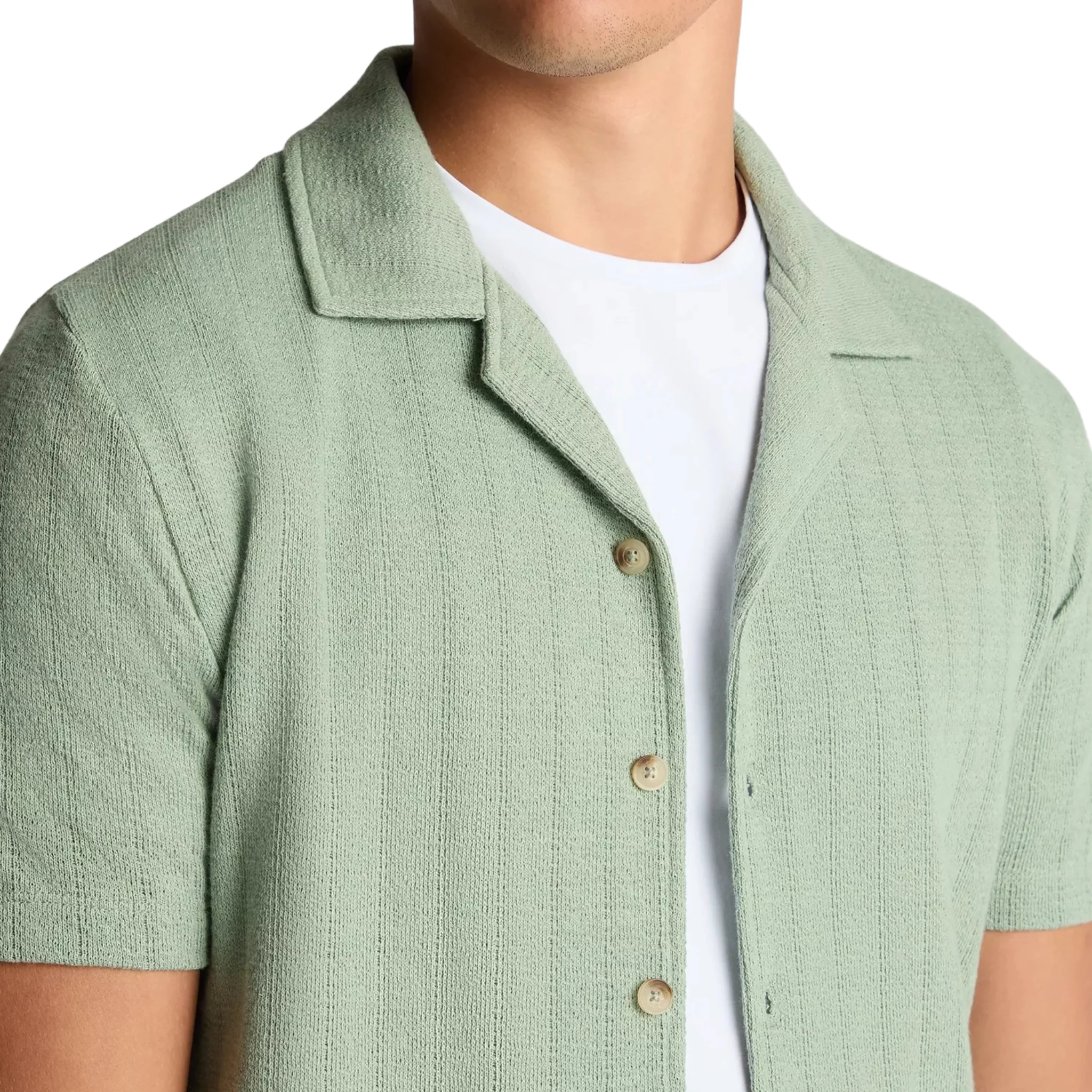 Mens Remus Uomo Light Green Cuban Collar S/s Shirt - Image 3