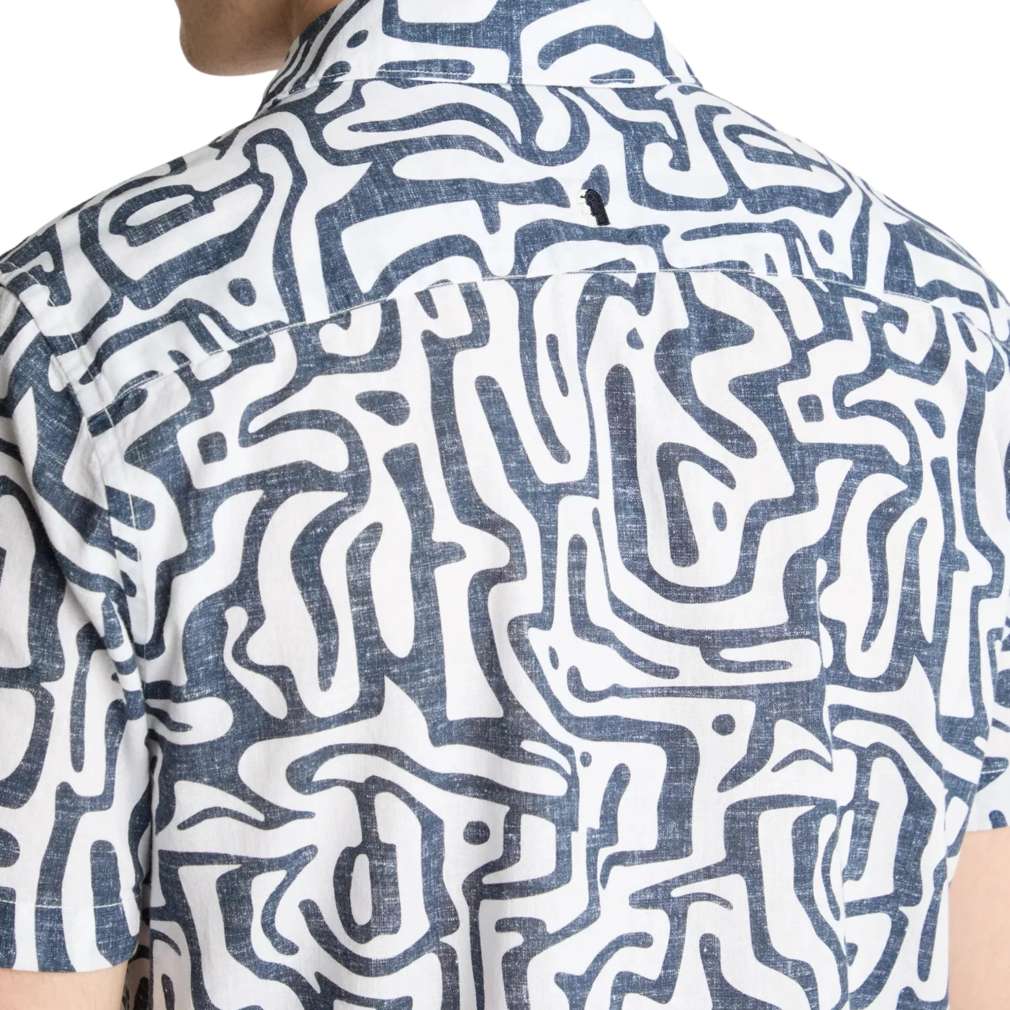 Mens Remus Uomo Navy Abstract Print Tapered Fit S/s Shirt - Image 2