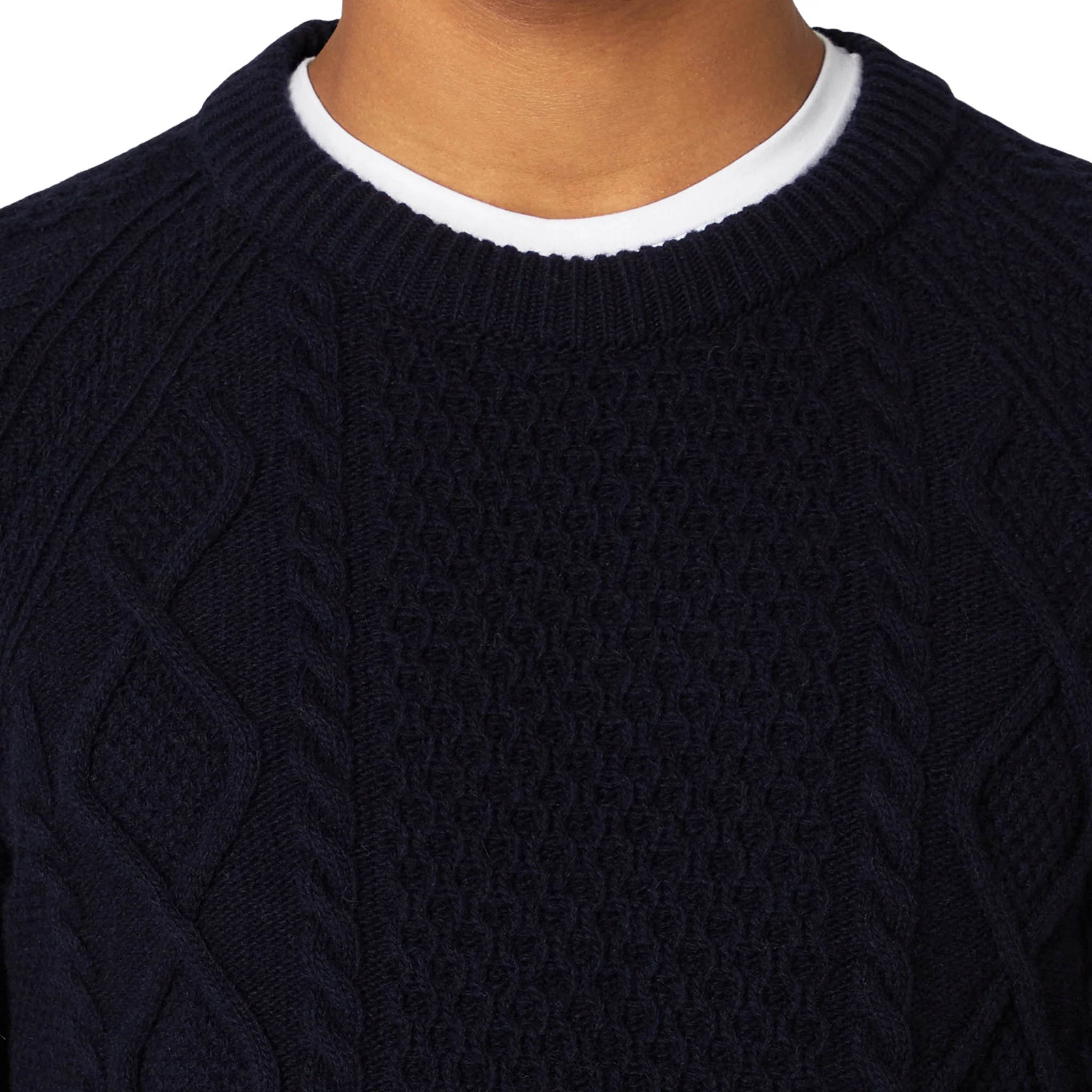 Mens Remus Uomo Navy Cable Knit Jumper - Image 3