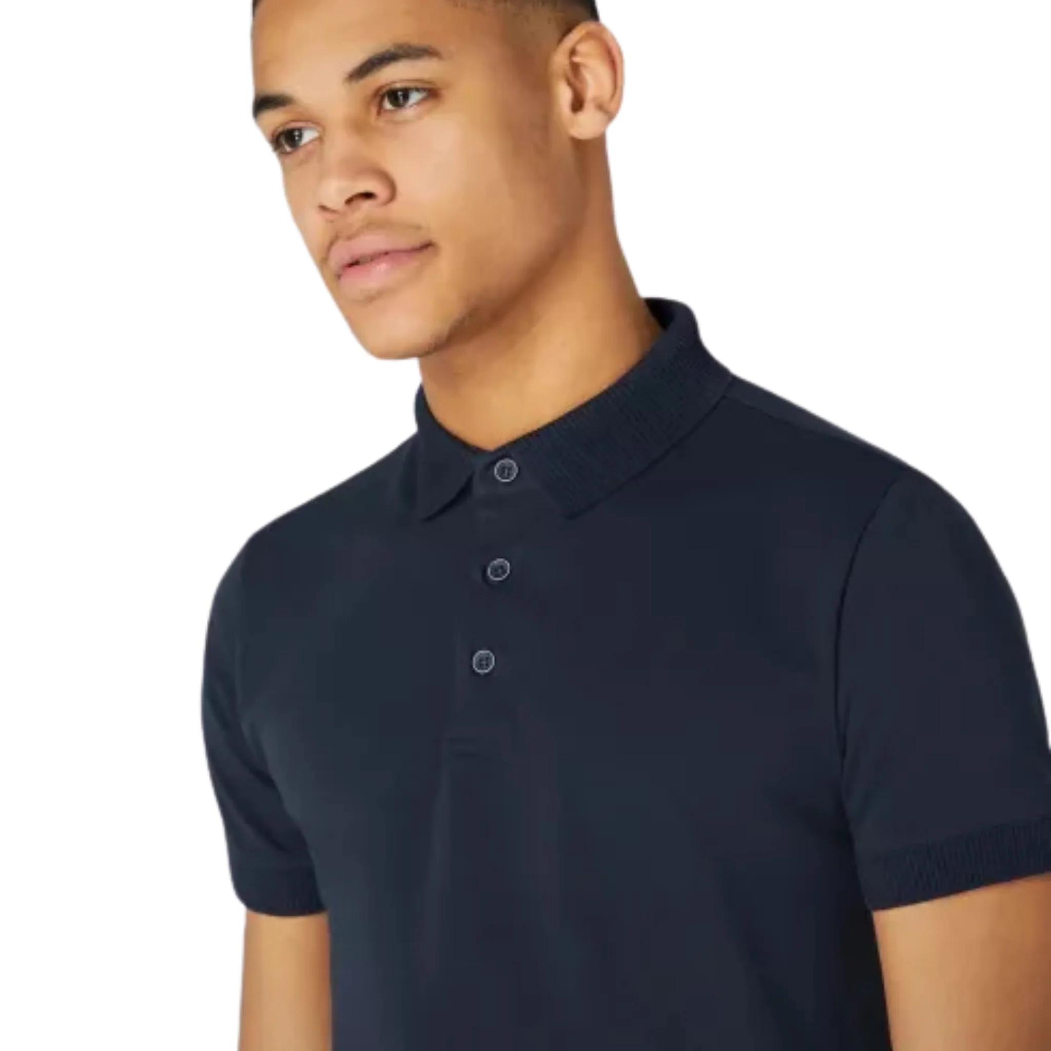Mens Remus Uomo Navy Cotton Stretch S/s Polo Shirt - Image 2